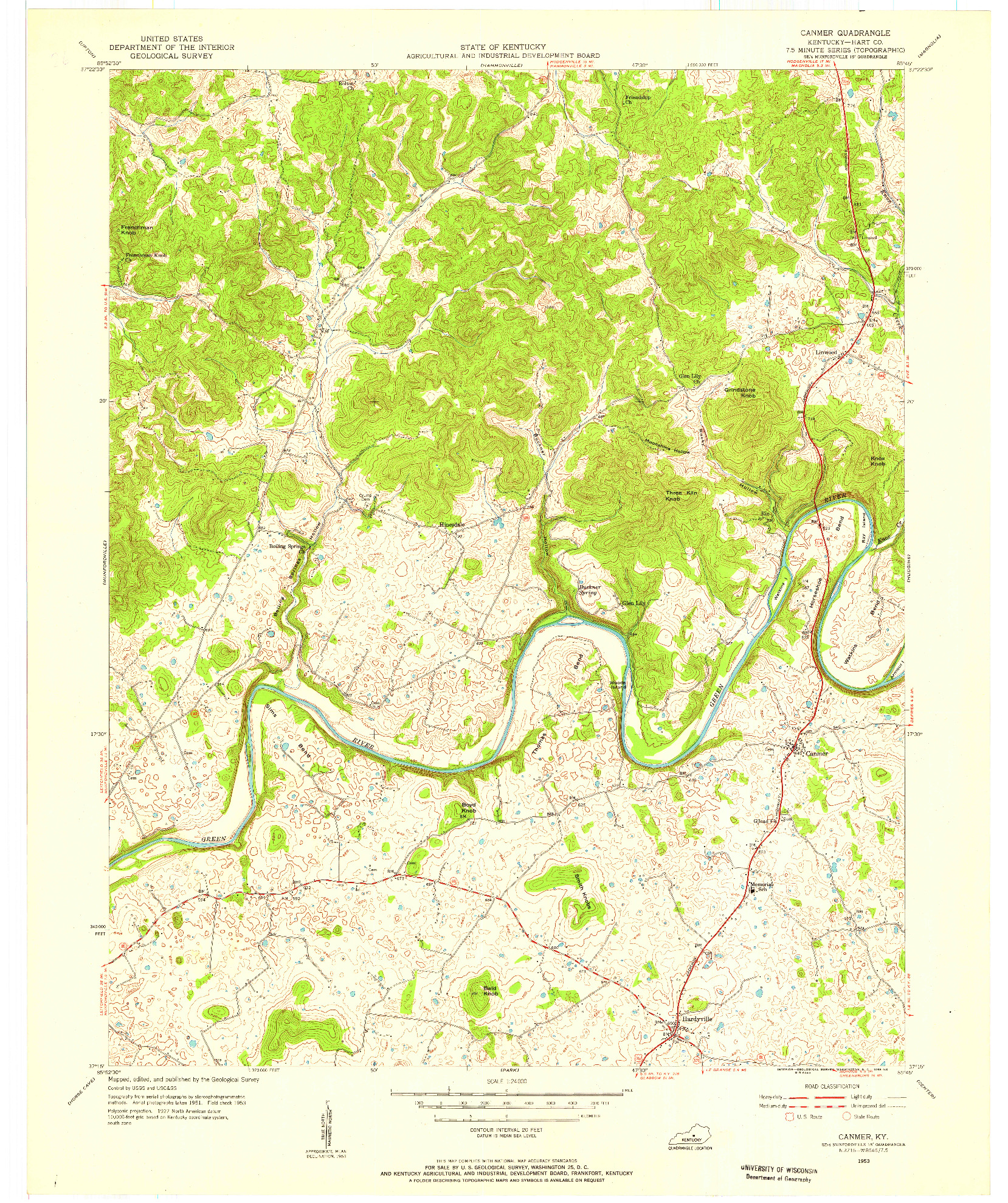 USGS 1:24000-SCALE QUADRANGLE FOR CANMER, KY 1953