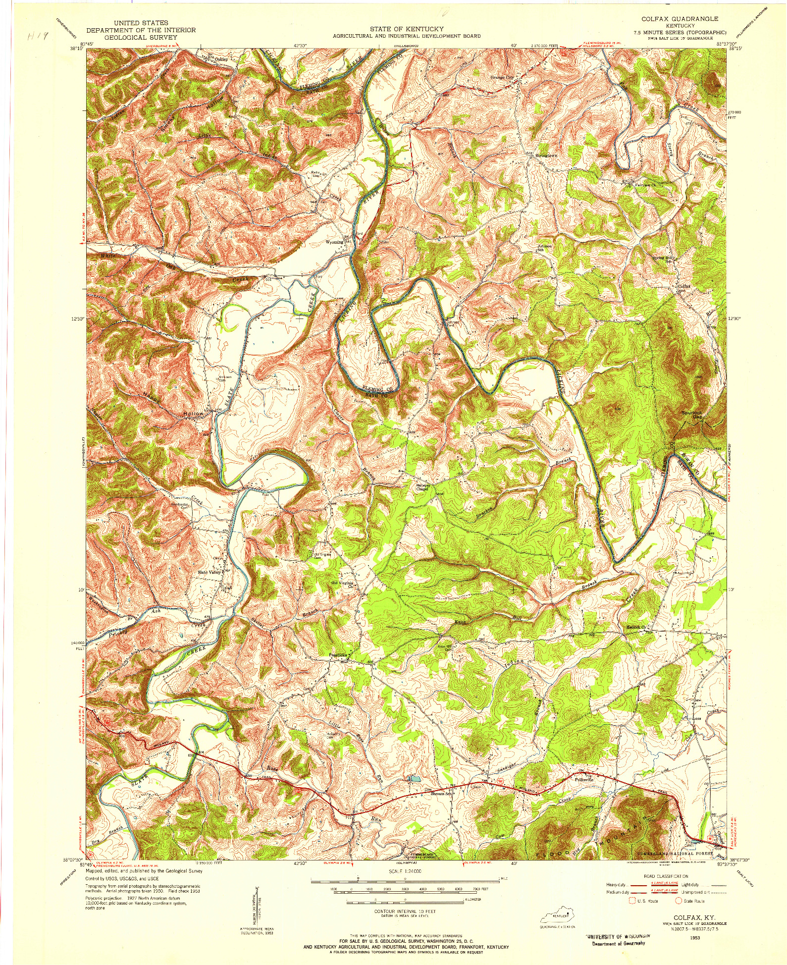 USGS 1:24000-SCALE QUADRANGLE FOR COLFAX, KY 1953