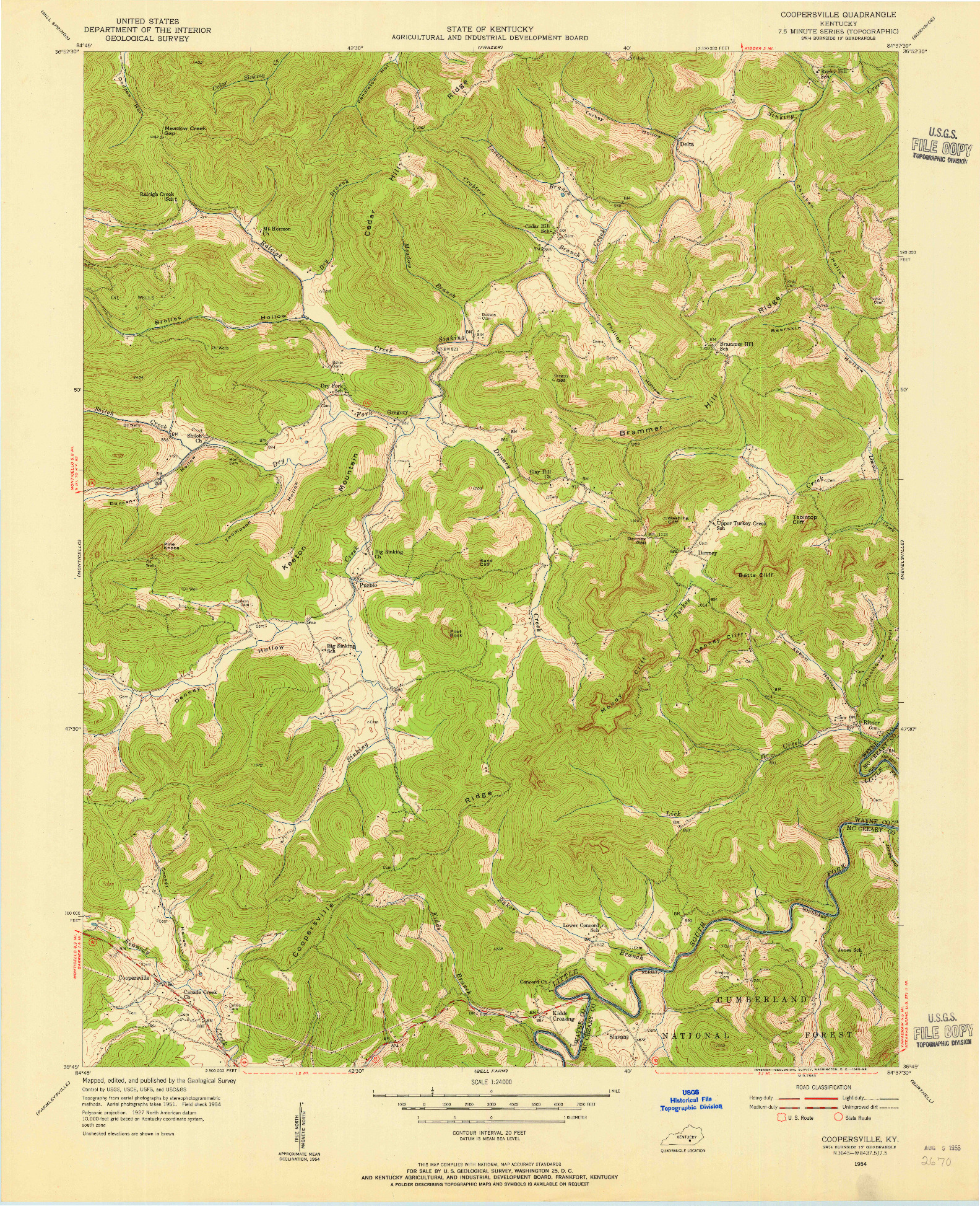 USGS 1:24000-SCALE QUADRANGLE FOR COOPERSVILLE, KY 1954