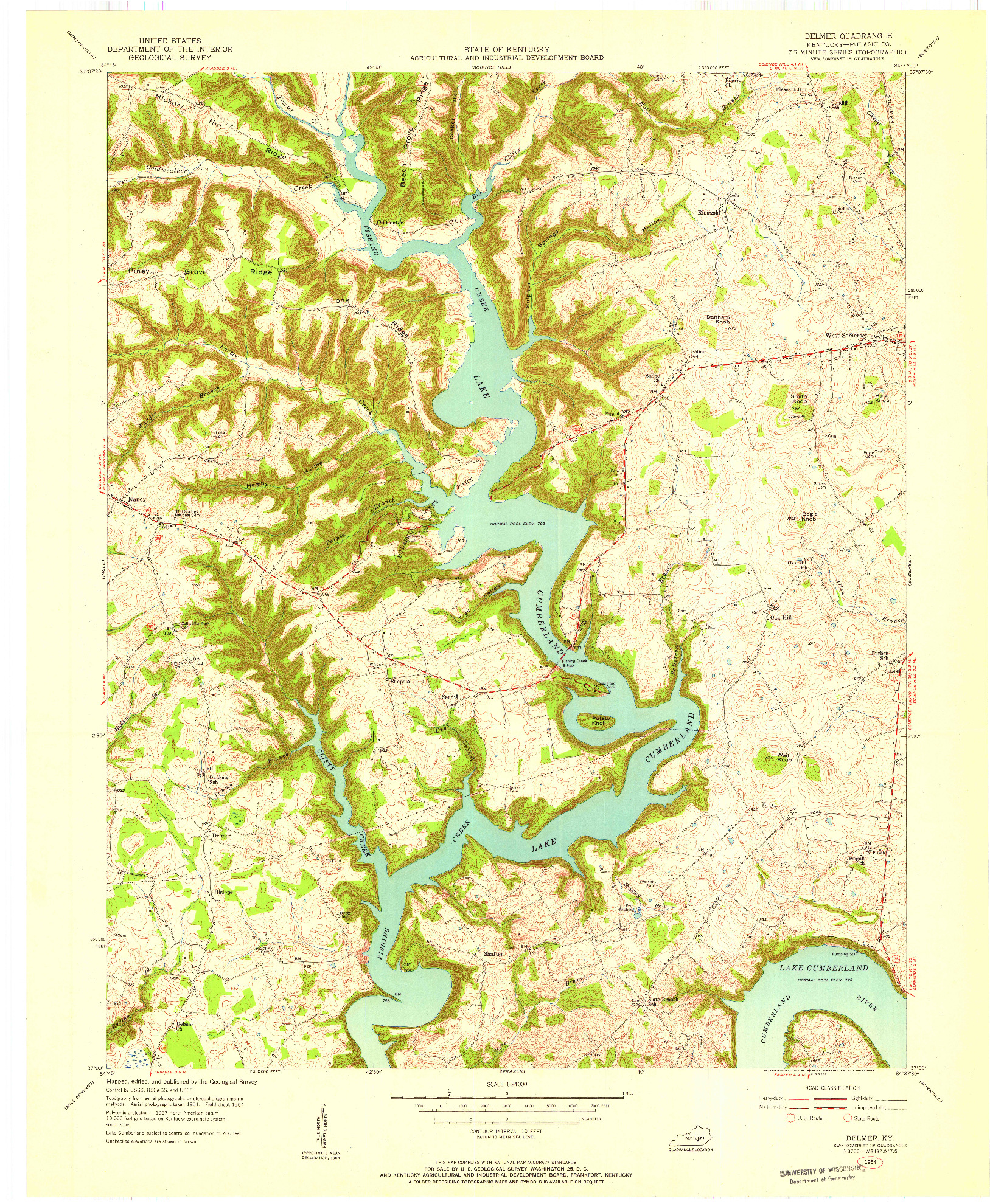 USGS 1:24000-SCALE QUADRANGLE FOR DELMER, KY 1954