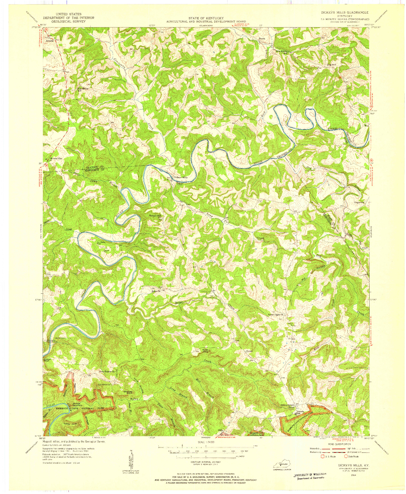 USGS 1:24000-SCALE QUADRANGLE FOR DICKEYS MILLS, KY 1954