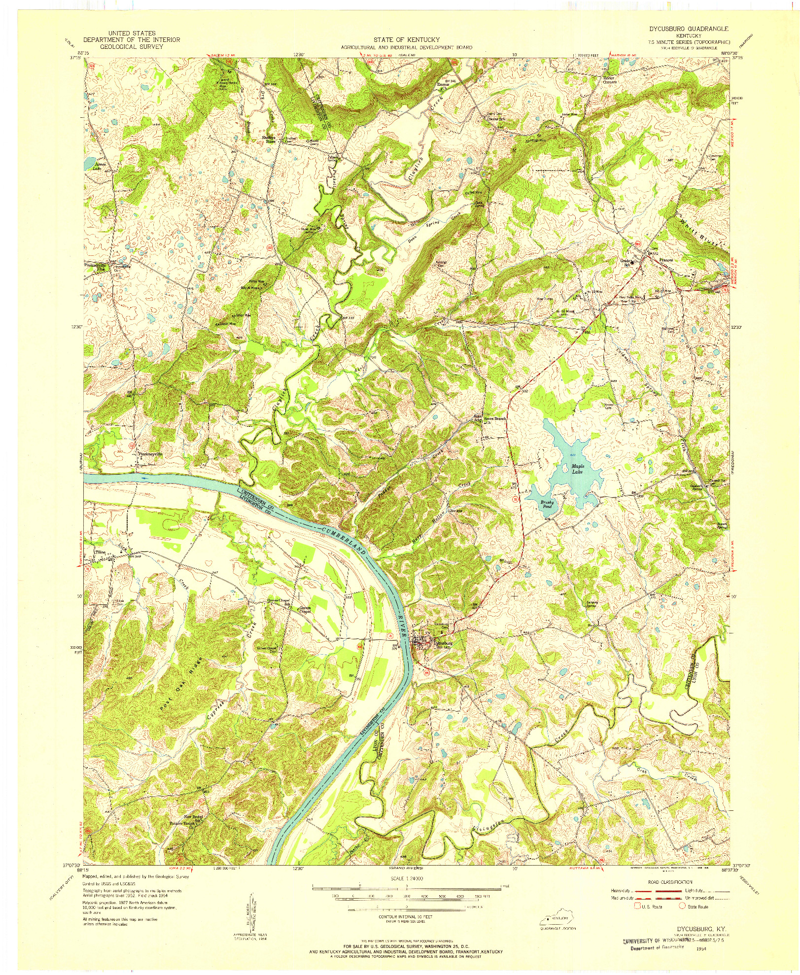 USGS 1:24000-SCALE QUADRANGLE FOR DYCUSBURG, KY 1954