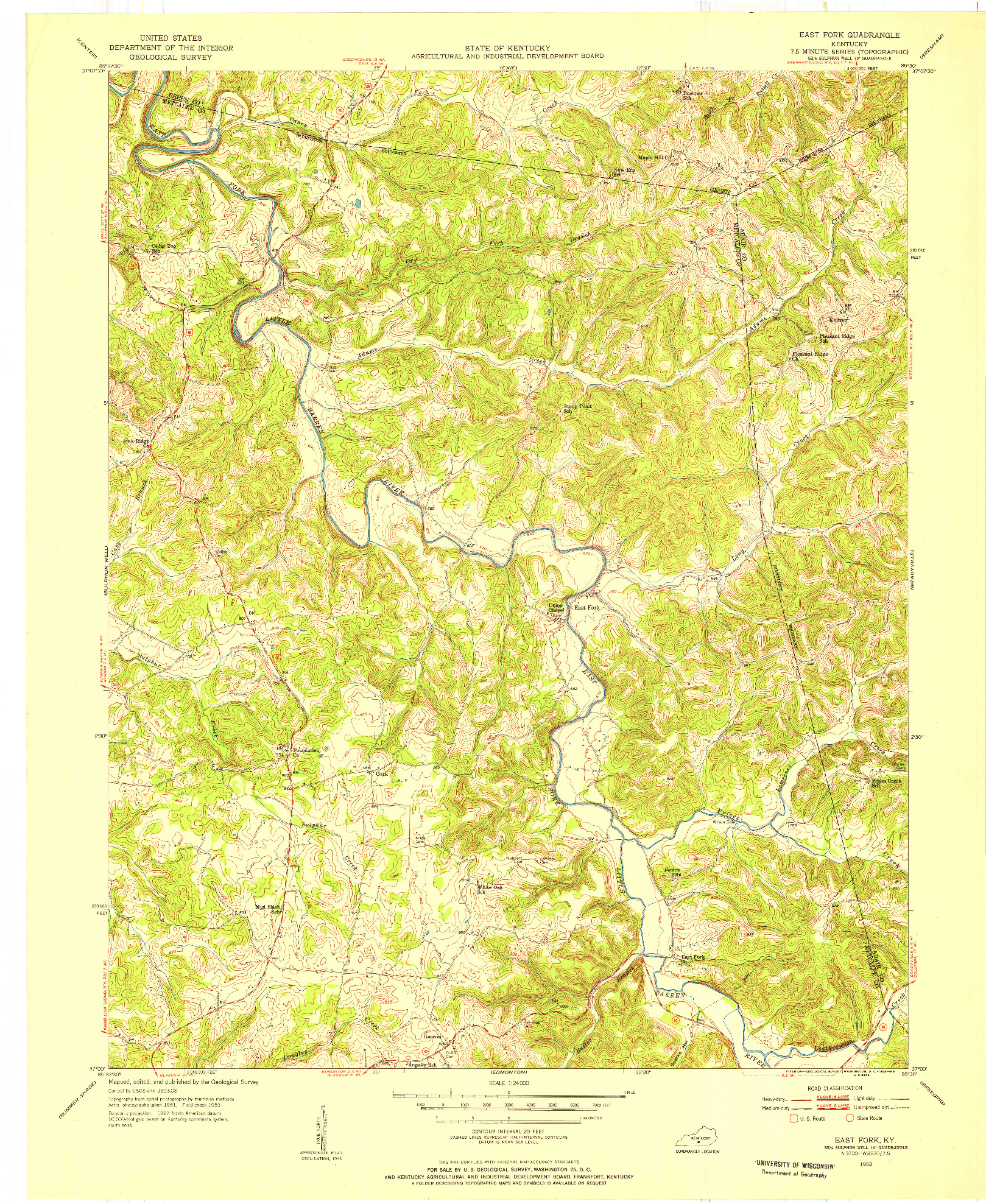 USGS 1:24000-SCALE QUADRANGLE FOR EAST FORK, KY 1953