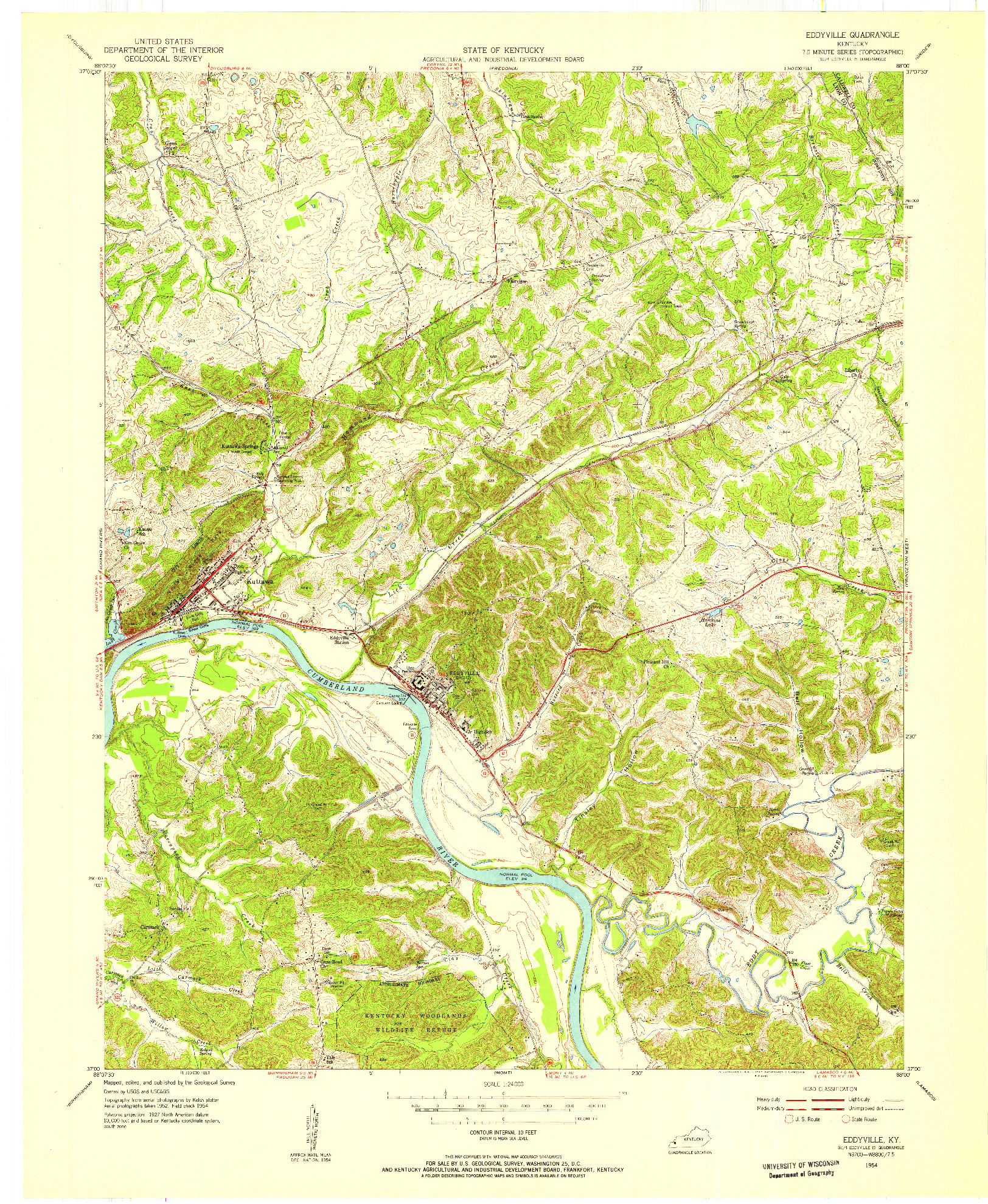 USGS 1:24000-SCALE QUADRANGLE FOR EDDYVILLE, KY 1954
