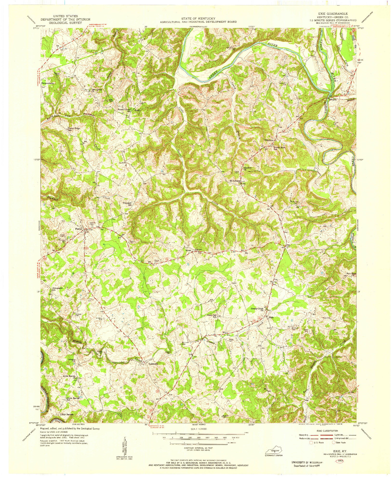 USGS 1:24000-SCALE QUADRANGLE FOR EXIE, KY 1953