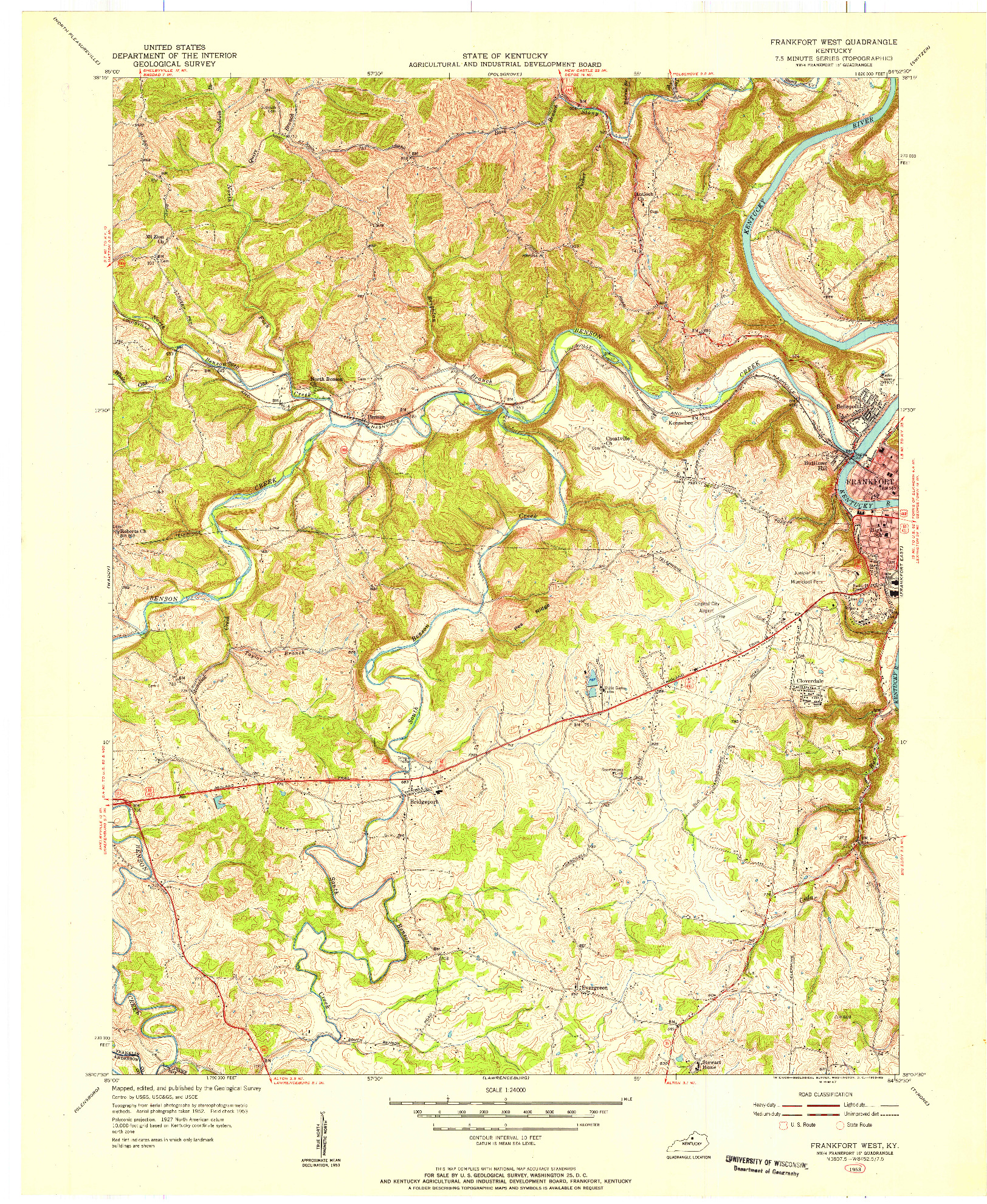 USGS 1:24000-SCALE QUADRANGLE FOR FRANKFORT WEST, KY 1953