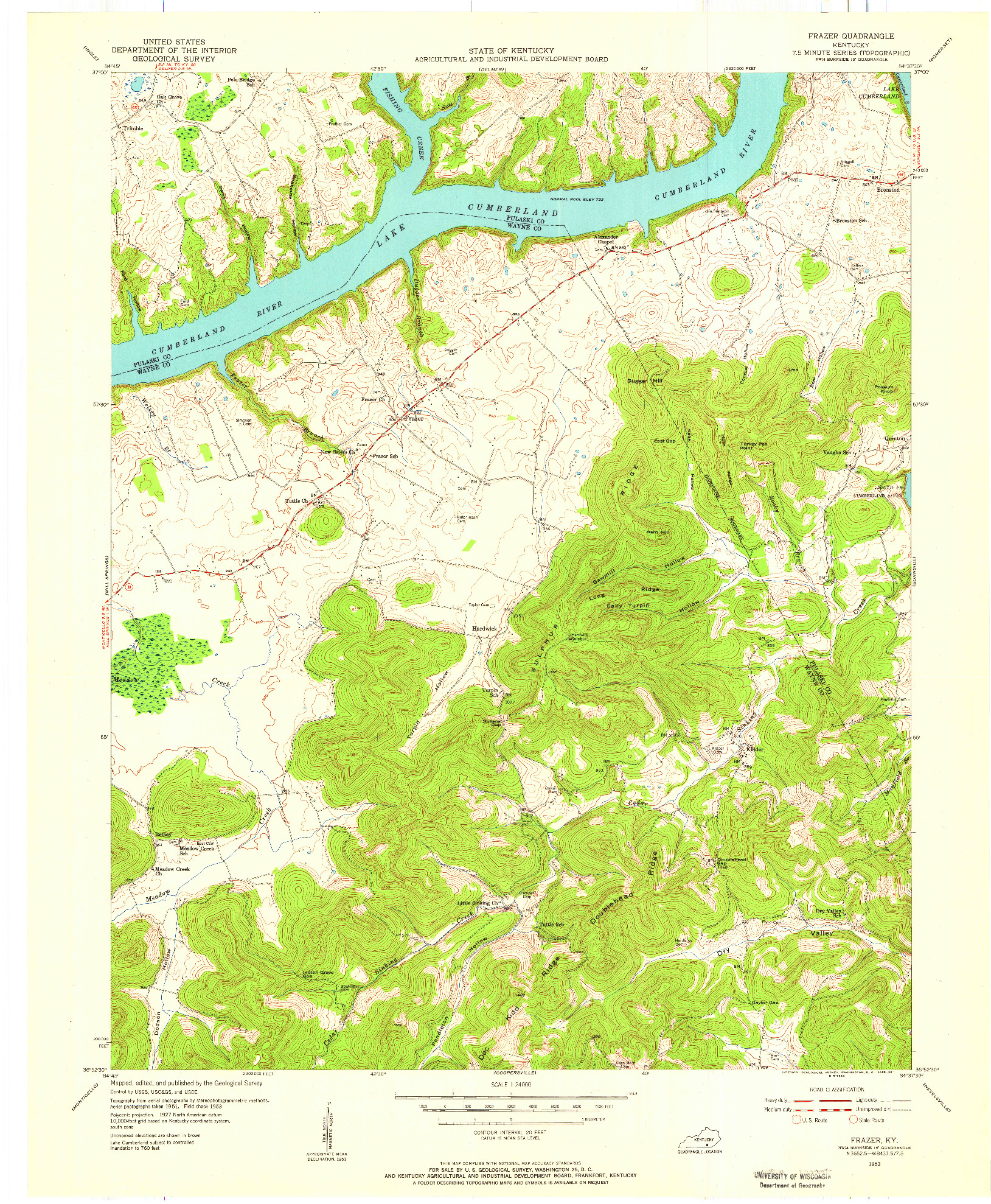 USGS 1:24000-SCALE QUADRANGLE FOR FRAZER, KY 1953