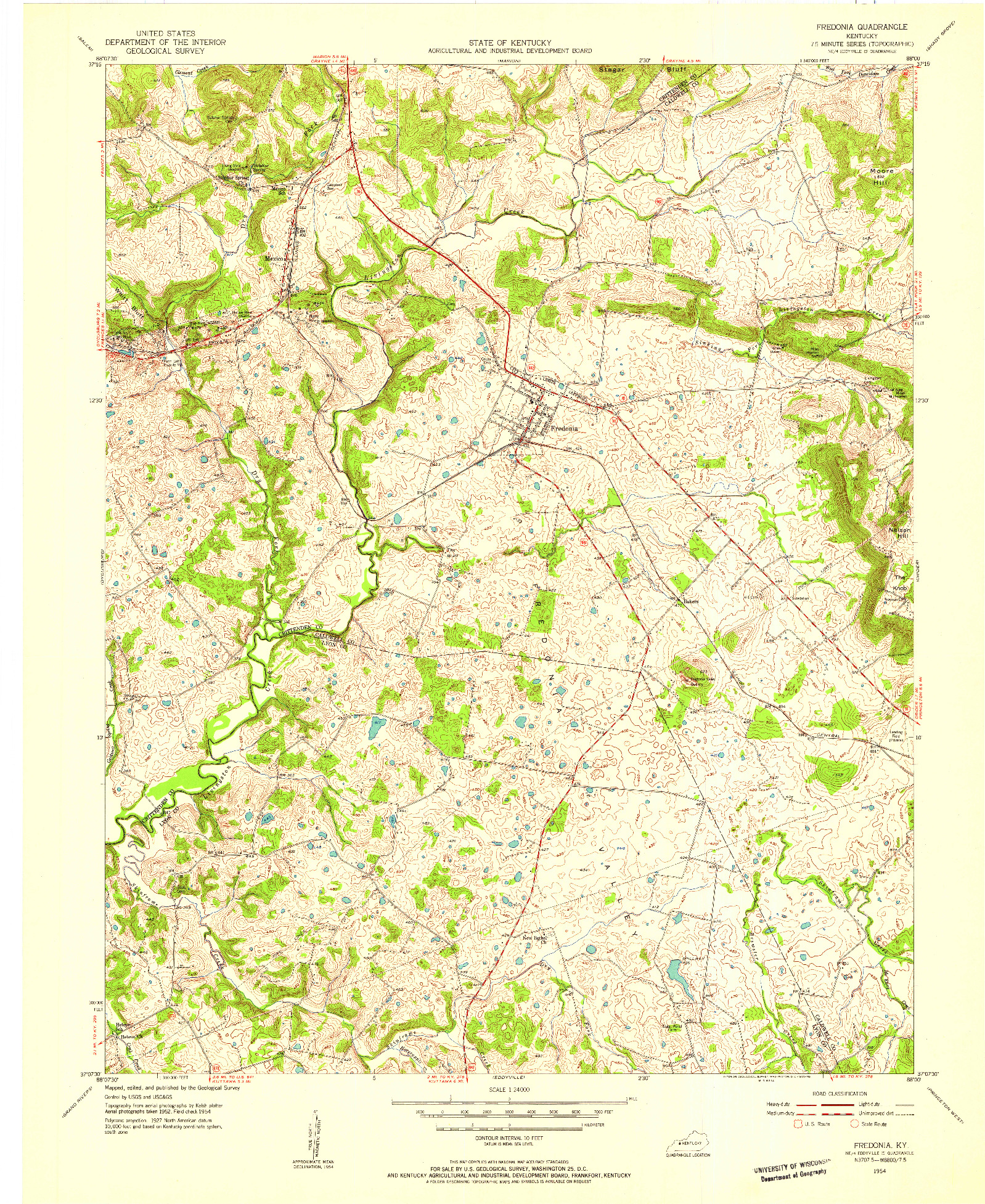 USGS 1:24000-SCALE QUADRANGLE FOR FREDONIA, KY 1954