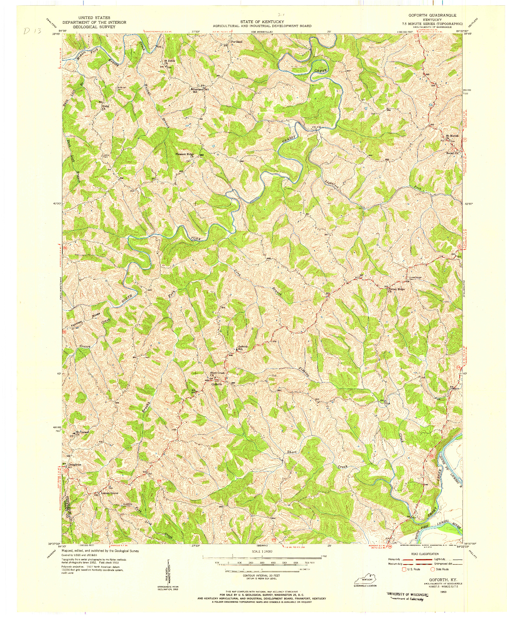 USGS 1:24000-SCALE QUADRANGLE FOR GOFORTH, KY 1953