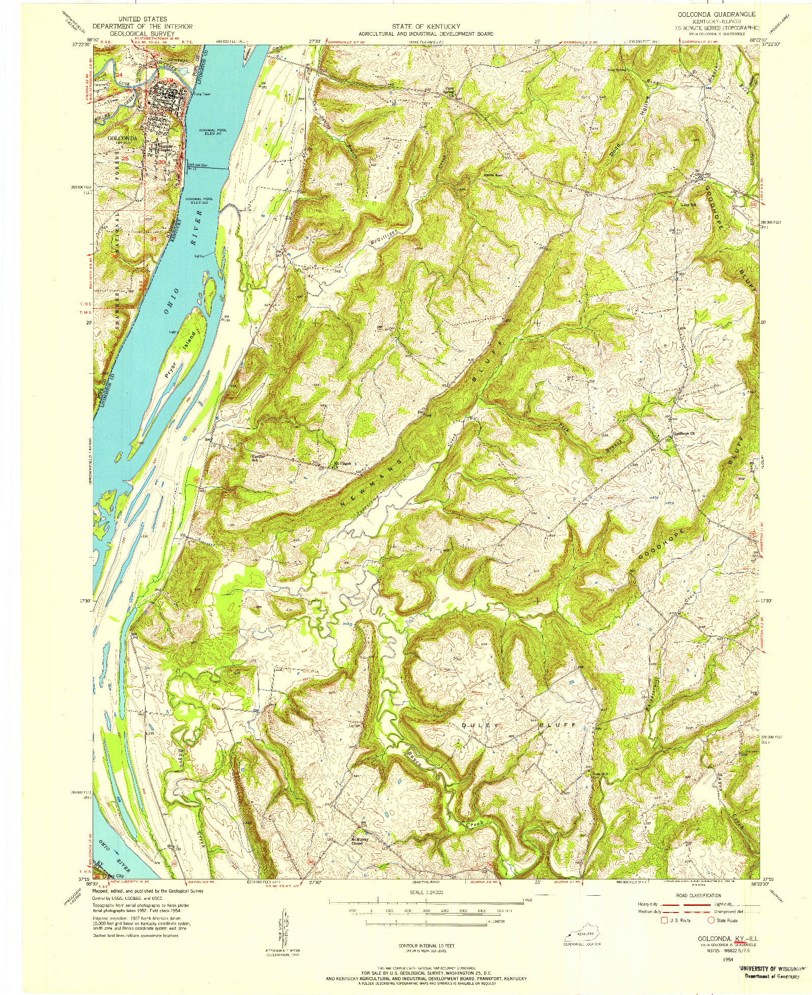 USGS 1:24000-SCALE QUADRANGLE FOR GOLCONDA, KY 1954