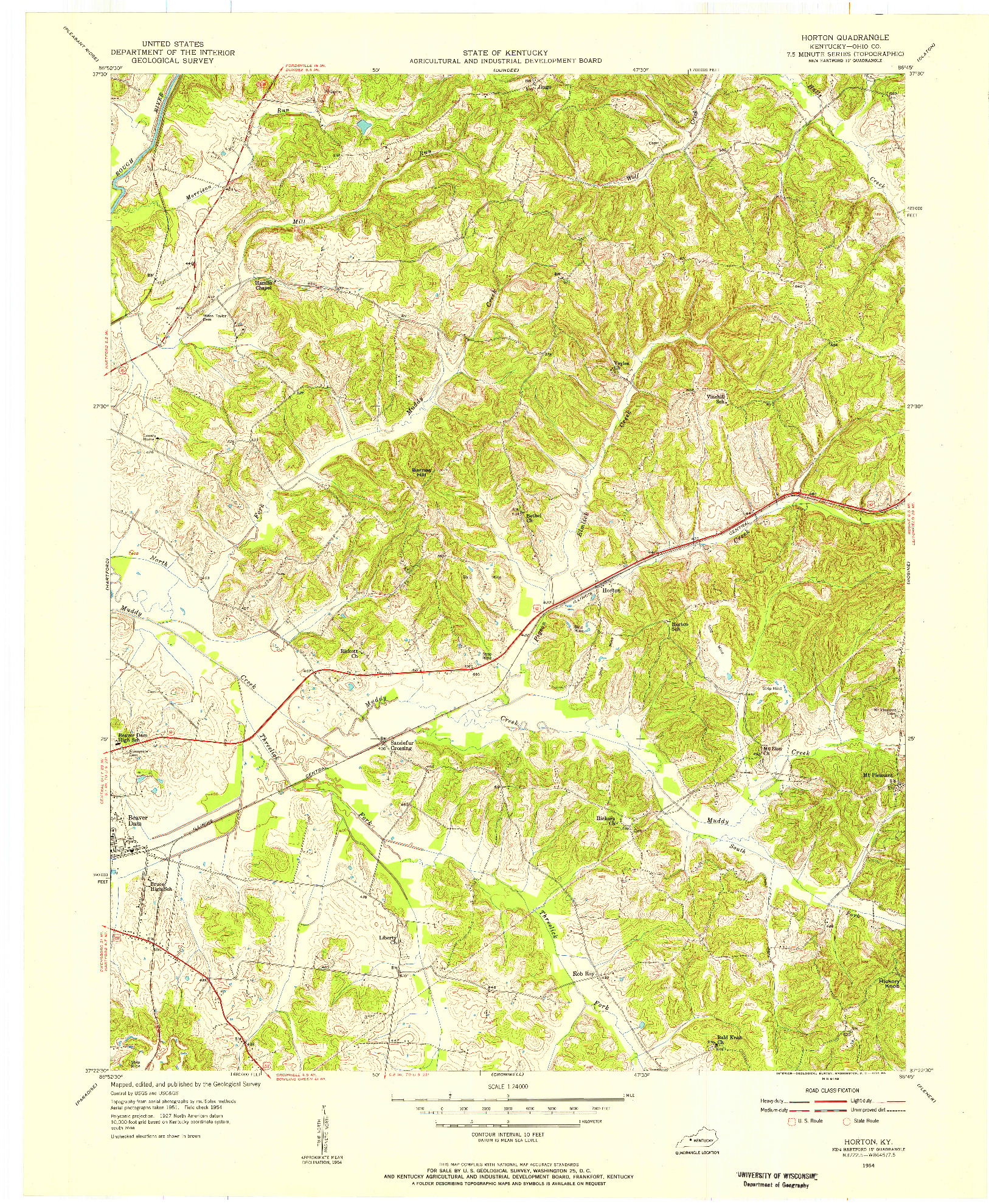 USGS 1:24000-SCALE QUADRANGLE FOR HORTON, KY 1954
