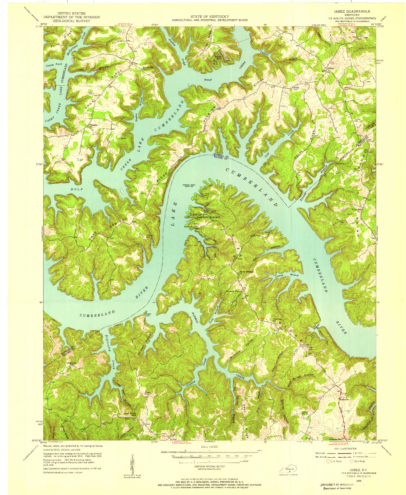 USGS 1:24000-SCALE QUADRANGLE FOR JABEZ, KY 1954