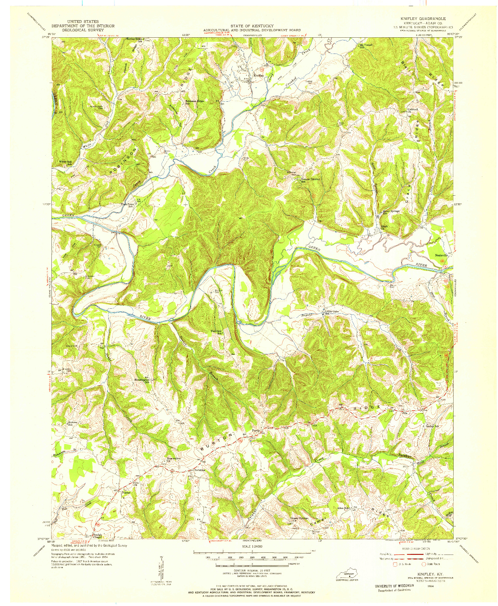 USGS 1:24000-SCALE QUADRANGLE FOR KNIFLEY, KY 1954