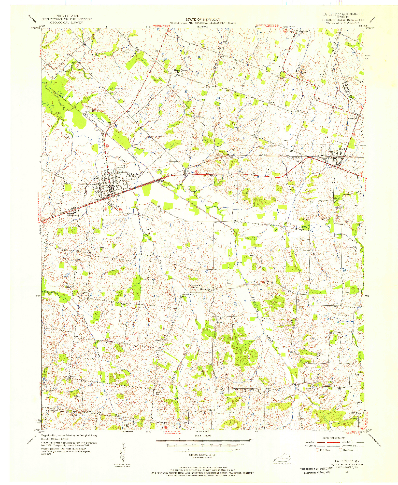 USGS 1:24000-SCALE QUADRANGLE FOR LA CENTER, KY 1954