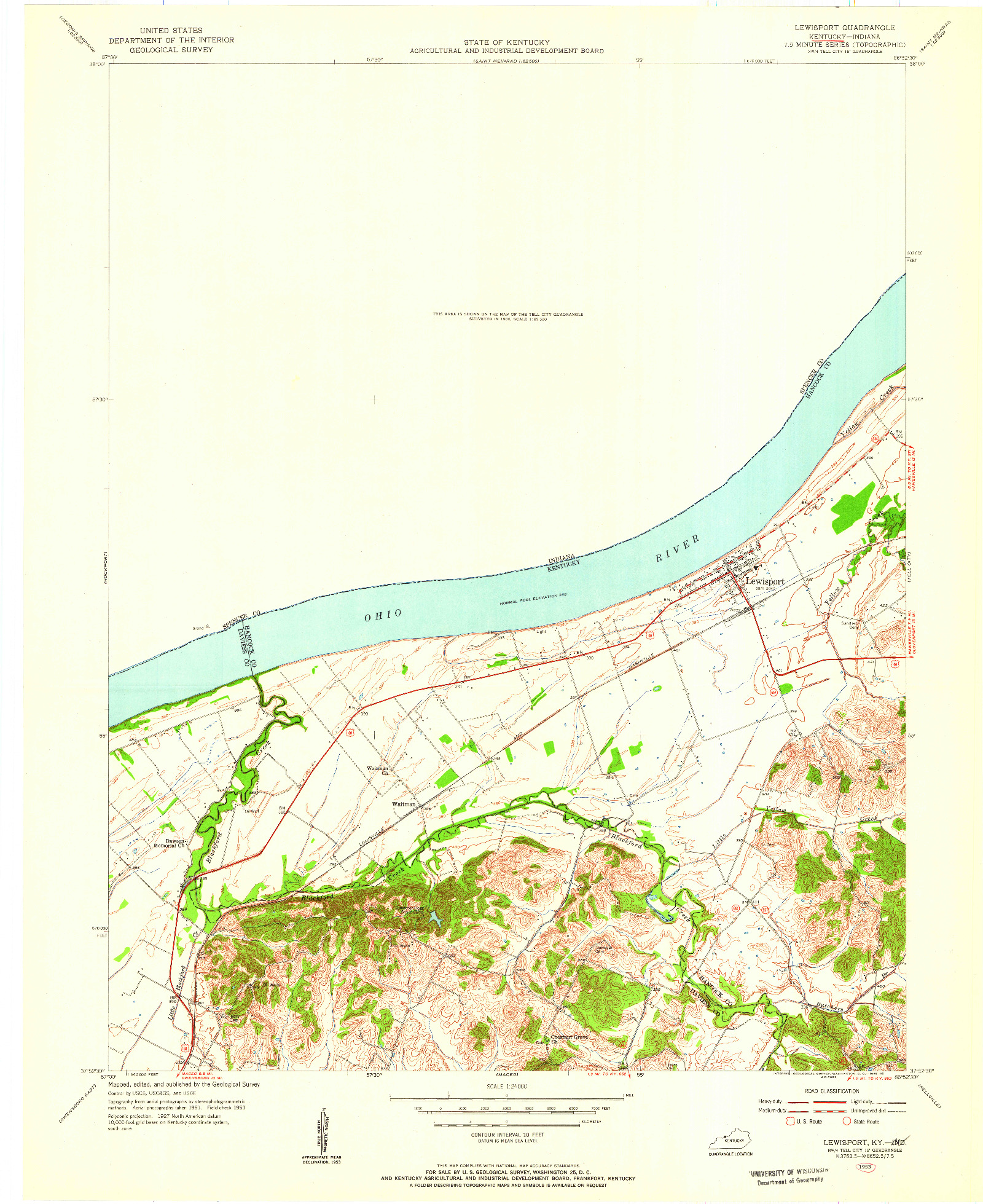 USGS 1:24000-SCALE QUADRANGLE FOR LEWISPORT, KY 1953