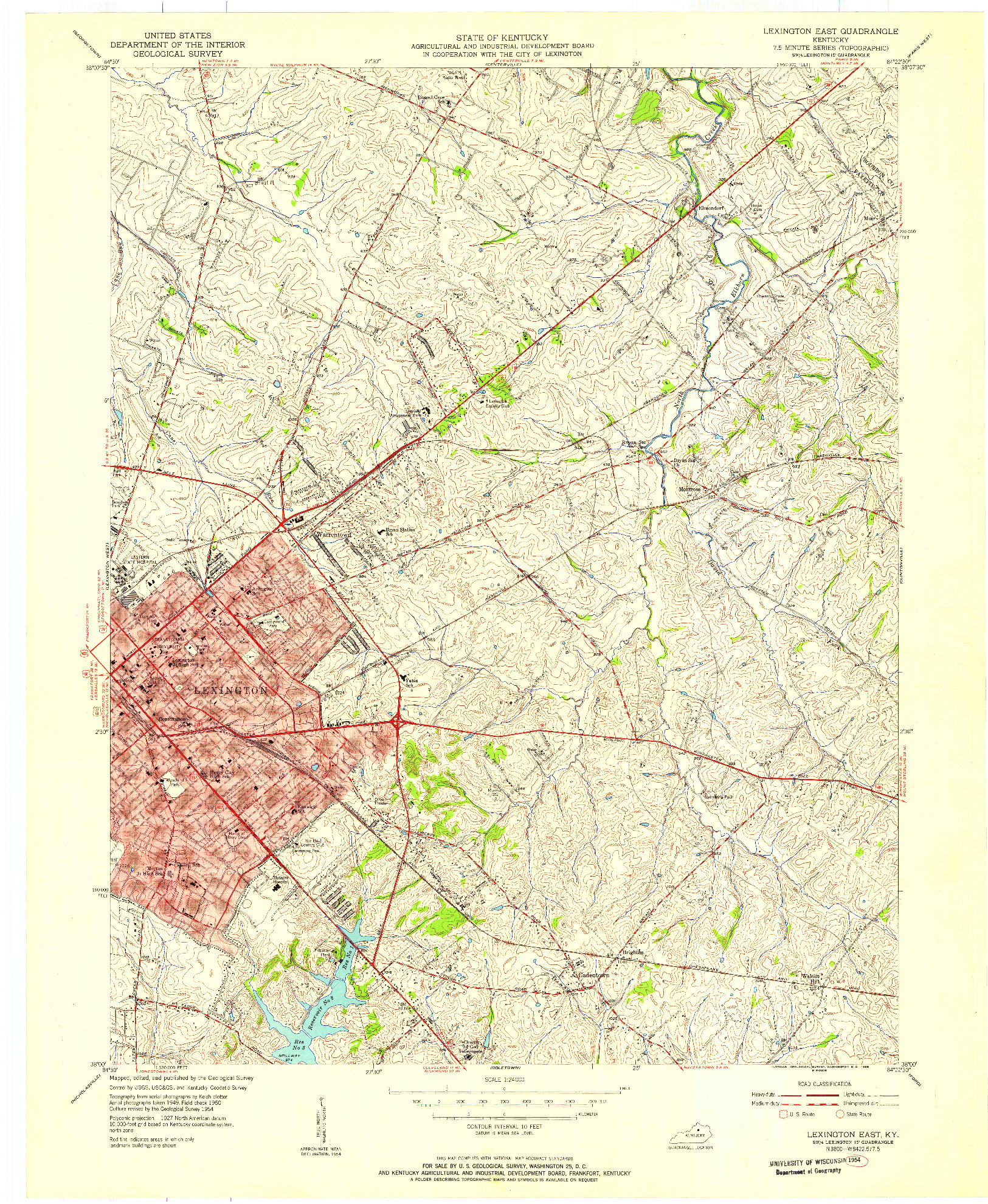 USGS 1:24000-SCALE QUADRANGLE FOR LEXINGTON EAST, KY 1954