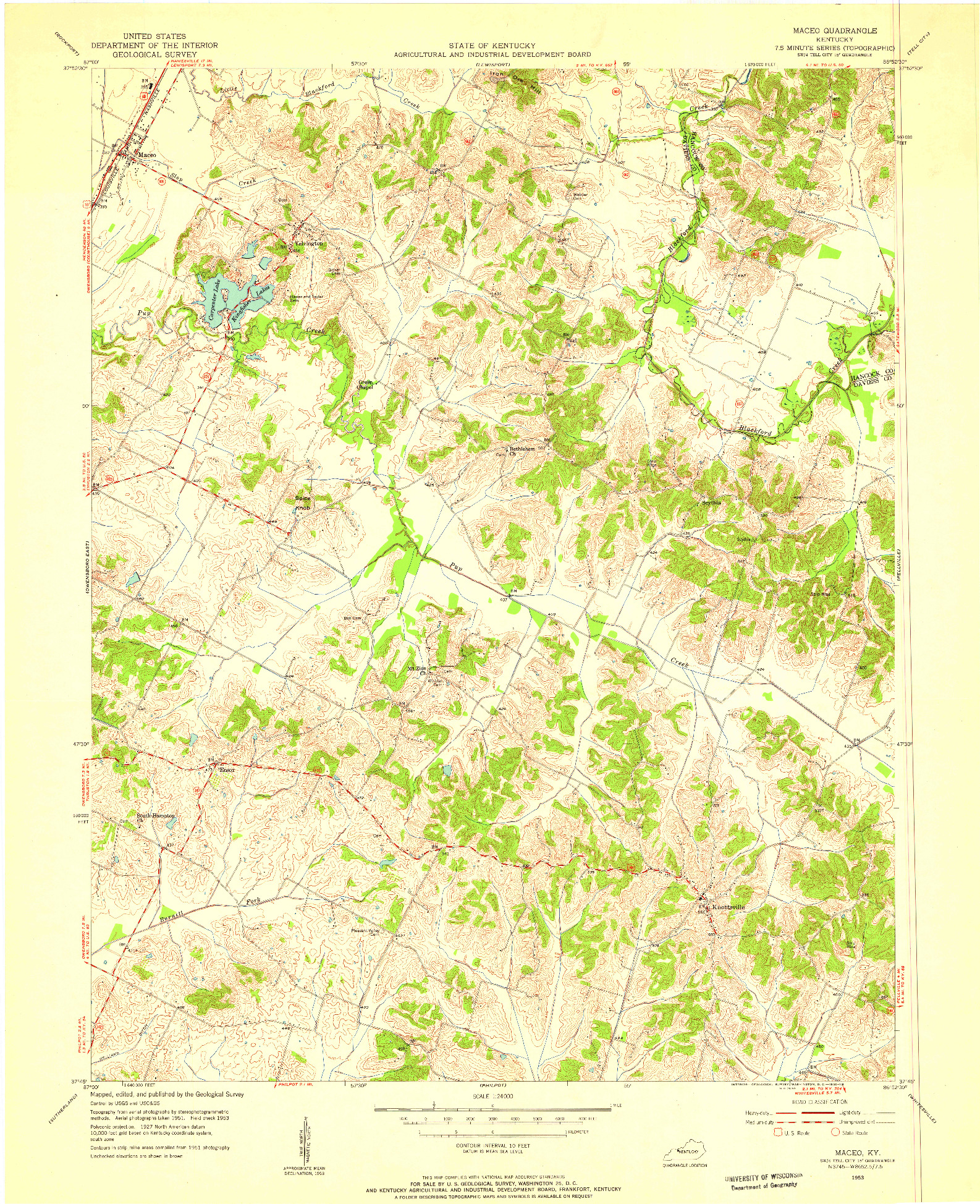 USGS 1:24000-SCALE QUADRANGLE FOR MACEO, KY 1953