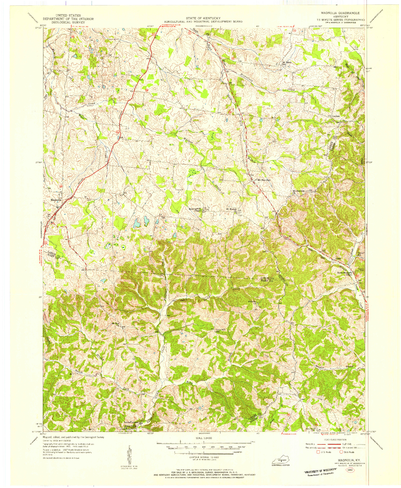 USGS 1:24000-SCALE QUADRANGLE FOR MAGNOLIA, KY 1953