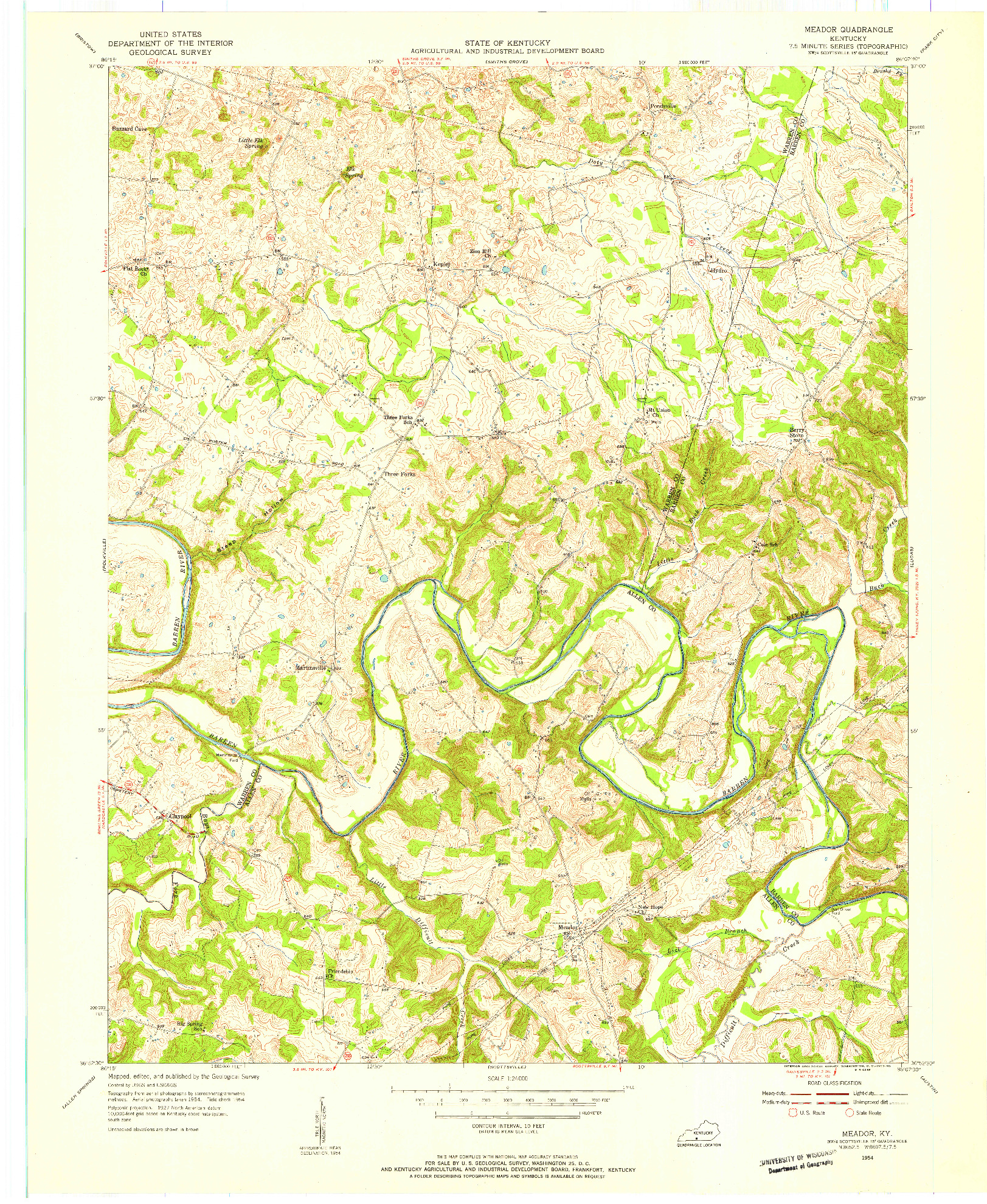 USGS 1:24000-SCALE QUADRANGLE FOR MEADOR, KY 1954