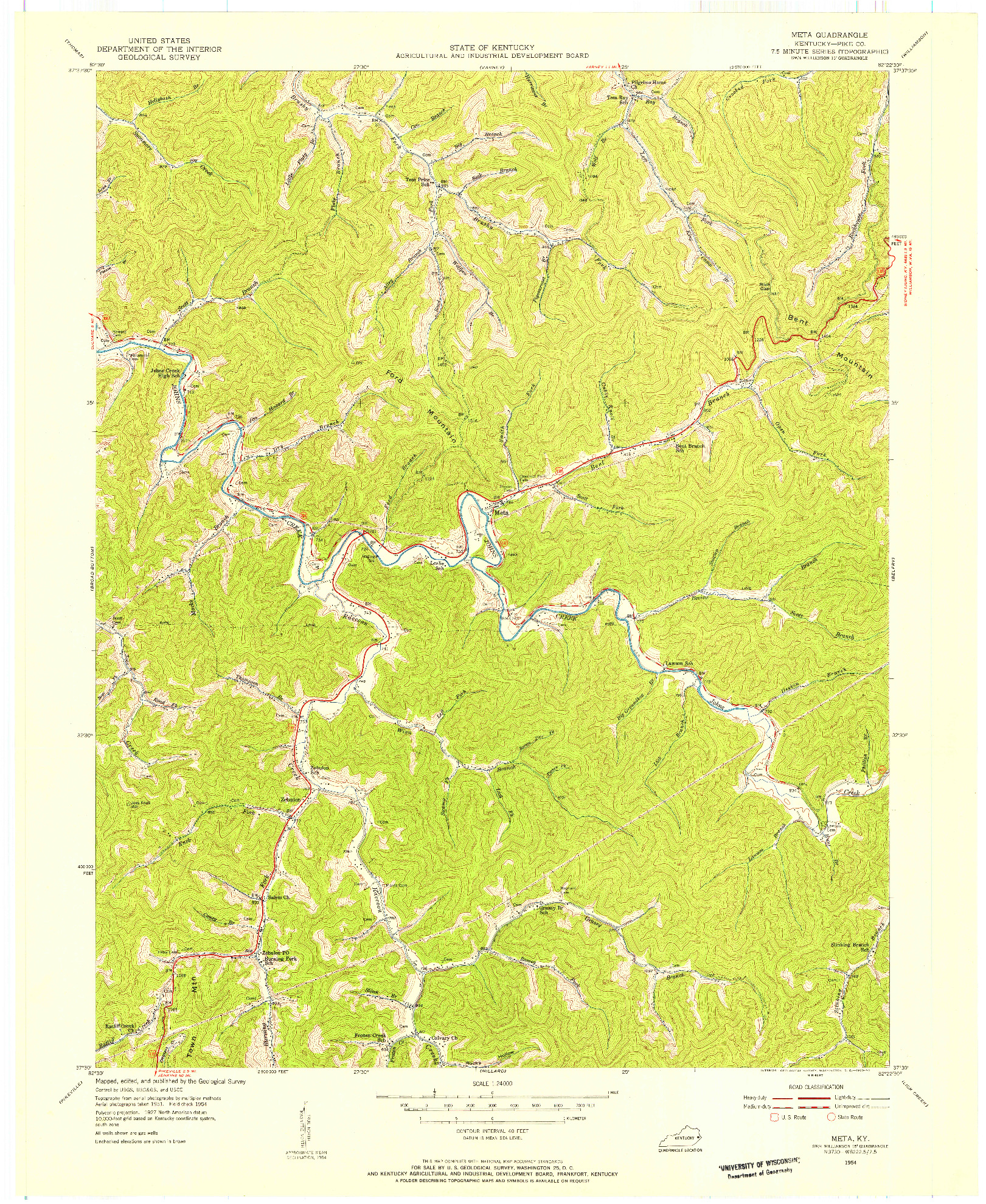 USGS 1:24000-SCALE QUADRANGLE FOR META, KY 1954