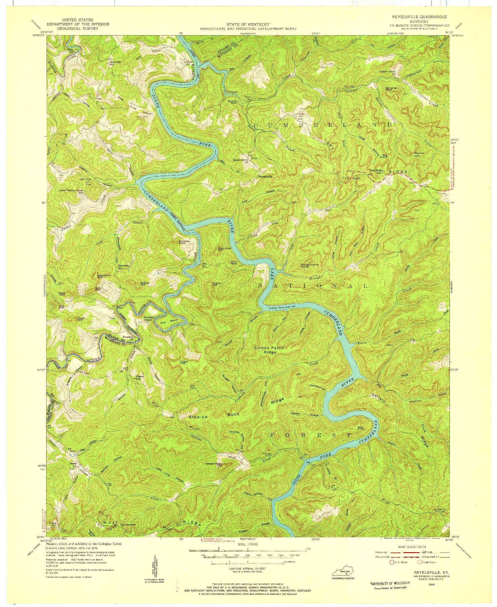 USGS 1:24000-SCALE QUADRANGLE FOR NEVELSVILLE, KY 1954