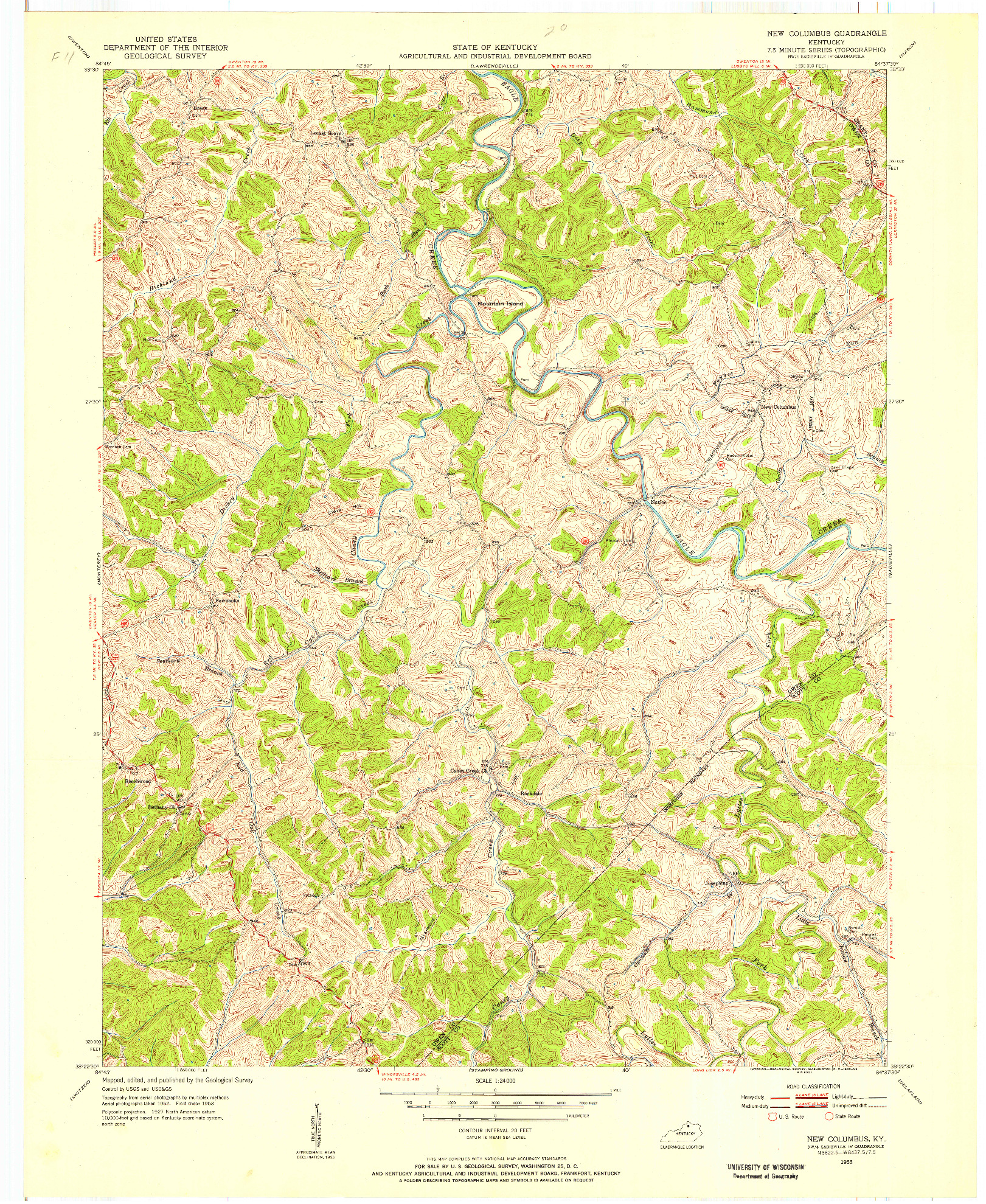 USGS 1:24000-SCALE QUADRANGLE FOR NEW COLUMBUS, KY 1953