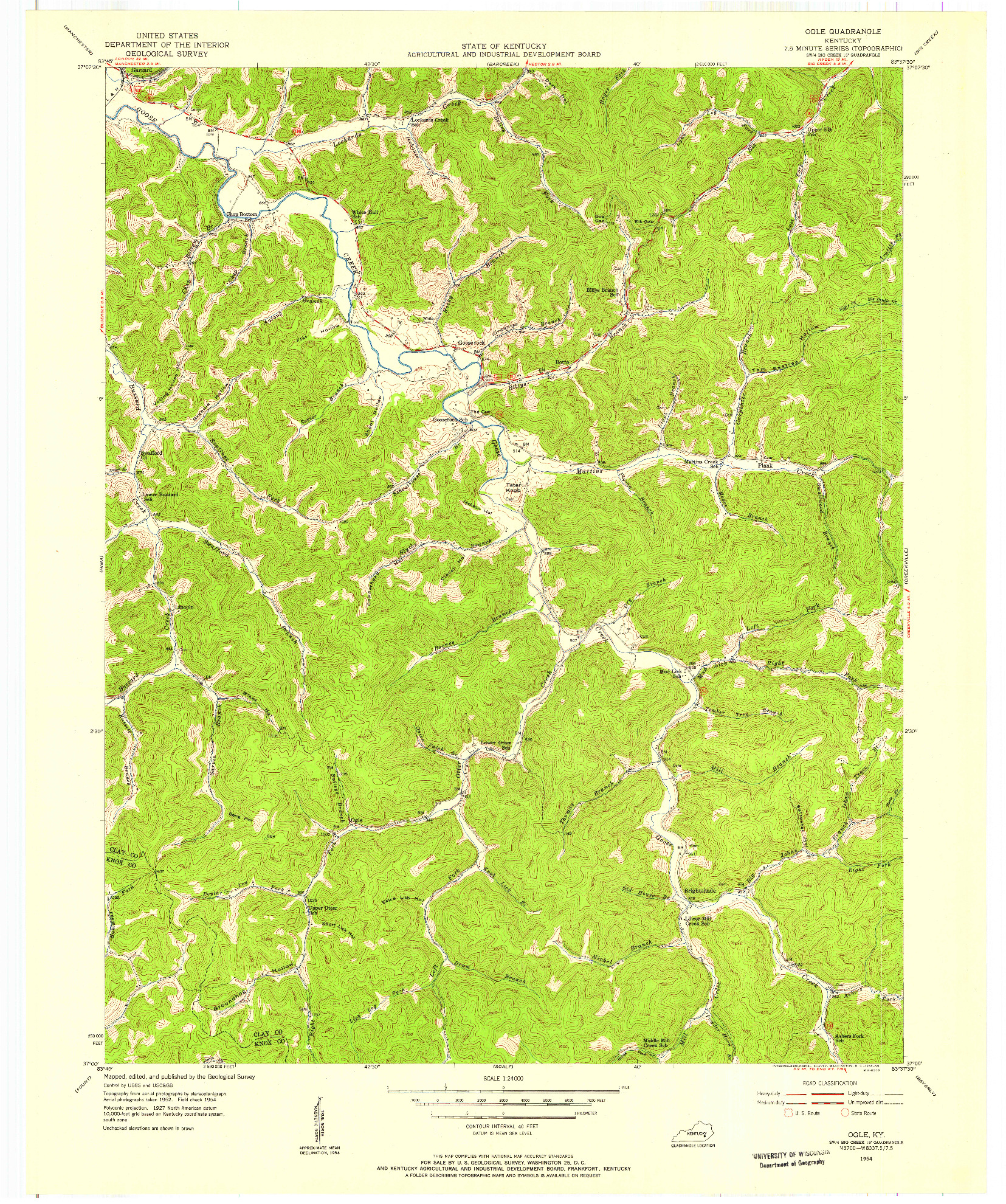 USGS 1:24000-SCALE QUADRANGLE FOR OGLE, KY 1954