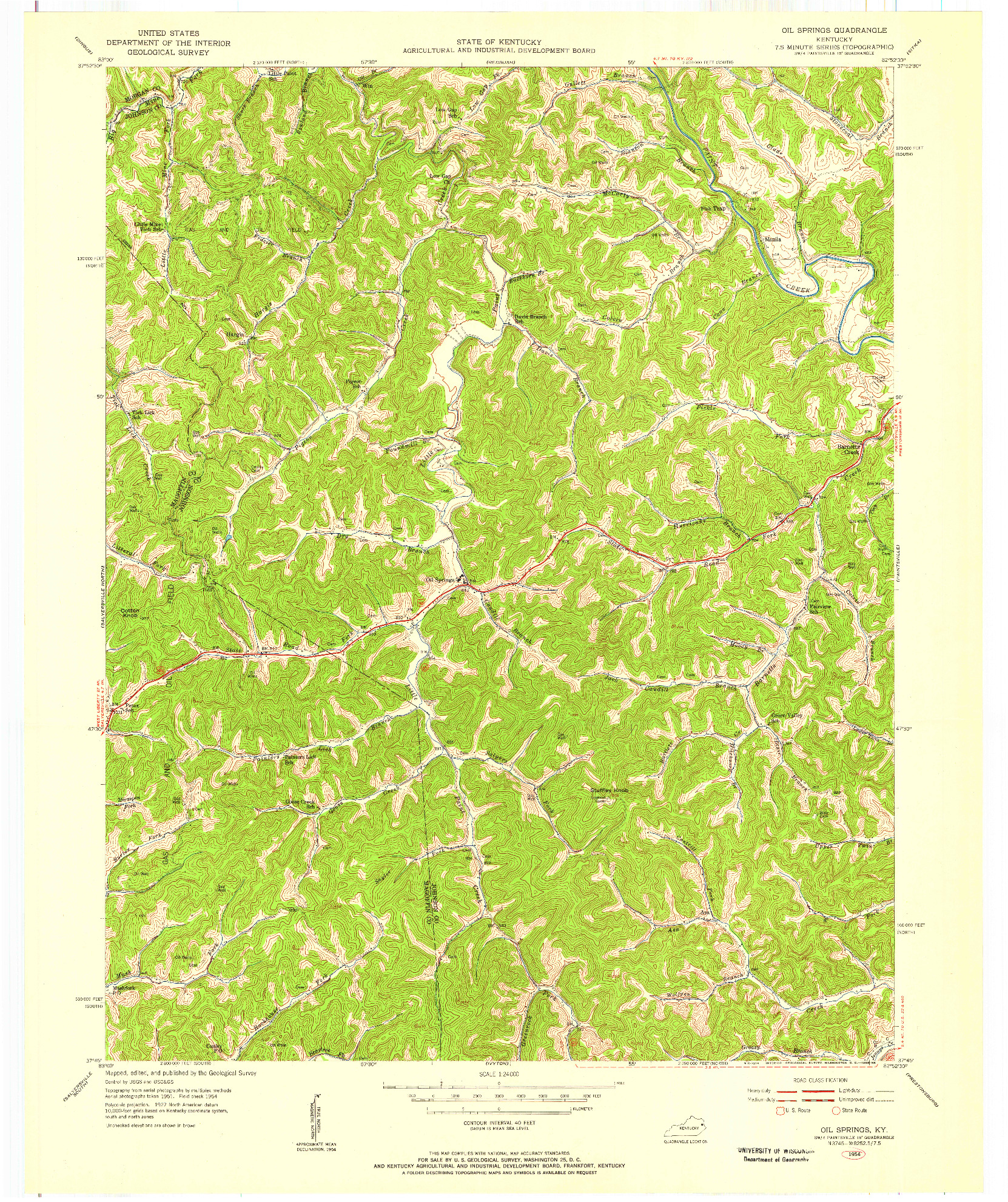 USGS 1:24000-SCALE QUADRANGLE FOR OIL SPRINGS, KY 1954