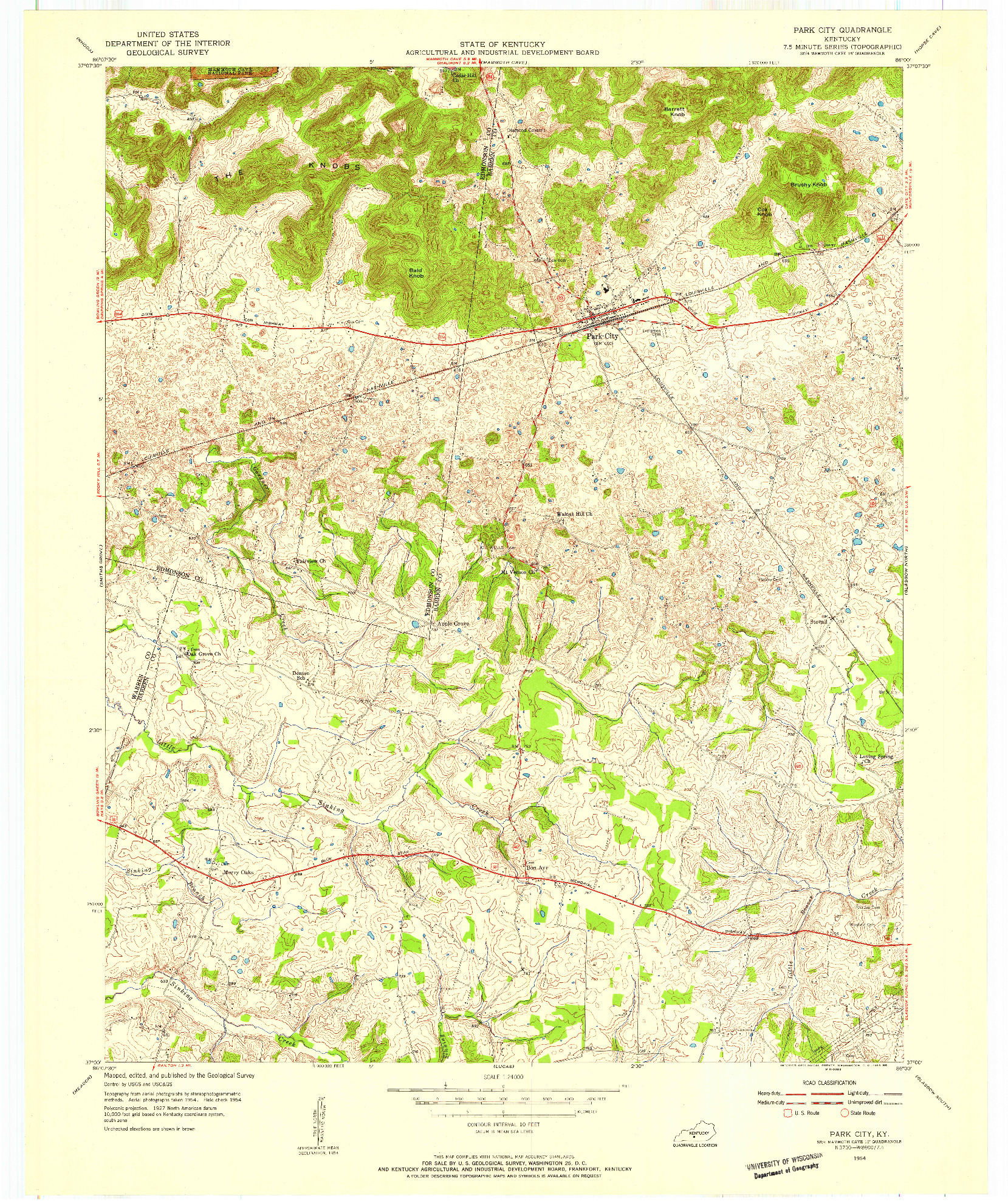 USGS 1:24000-SCALE QUADRANGLE FOR PARK CITY, KY 1954