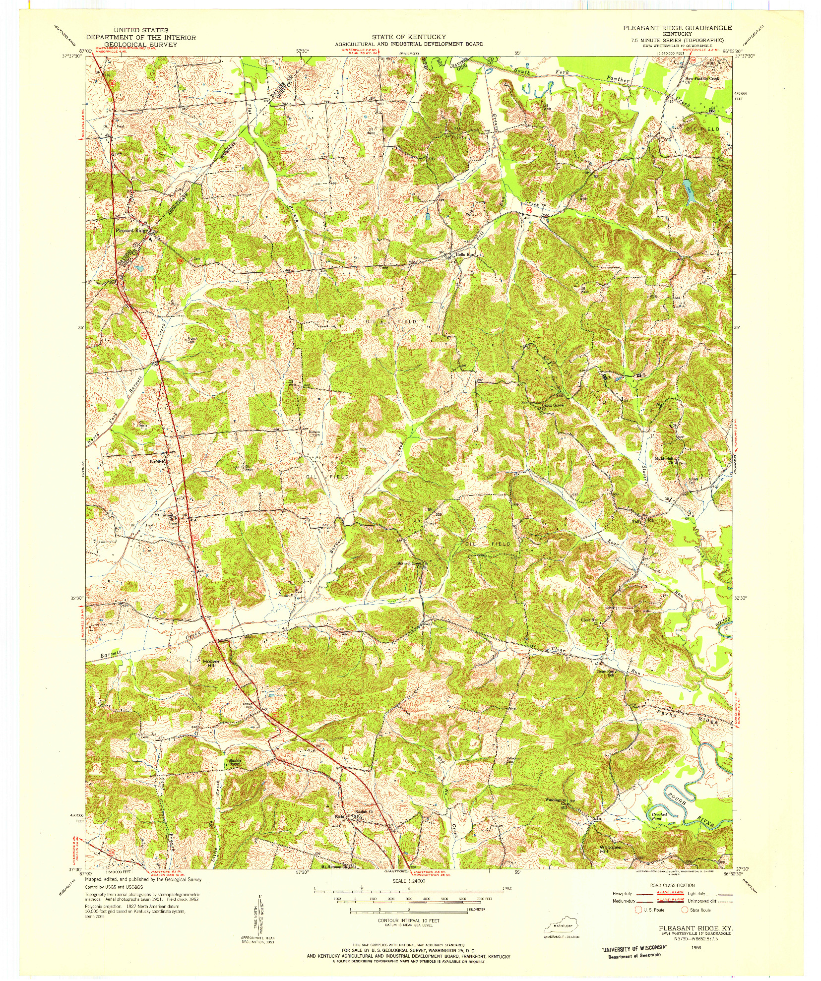 USGS 1:24000-SCALE QUADRANGLE FOR PLEASANT RIDGE, KY 1953