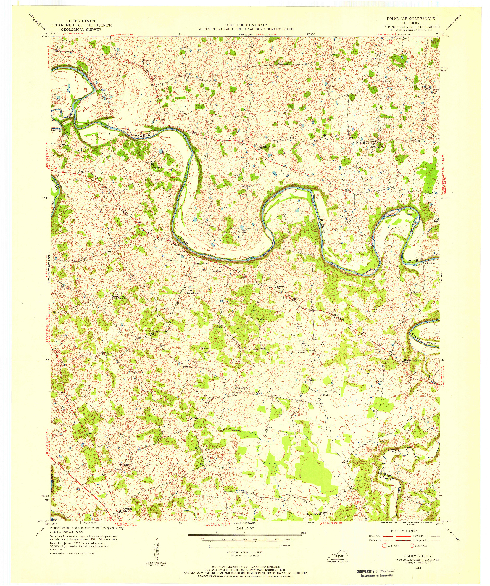 USGS 1:24000-SCALE QUADRANGLE FOR POLKVILLE, KY 1954