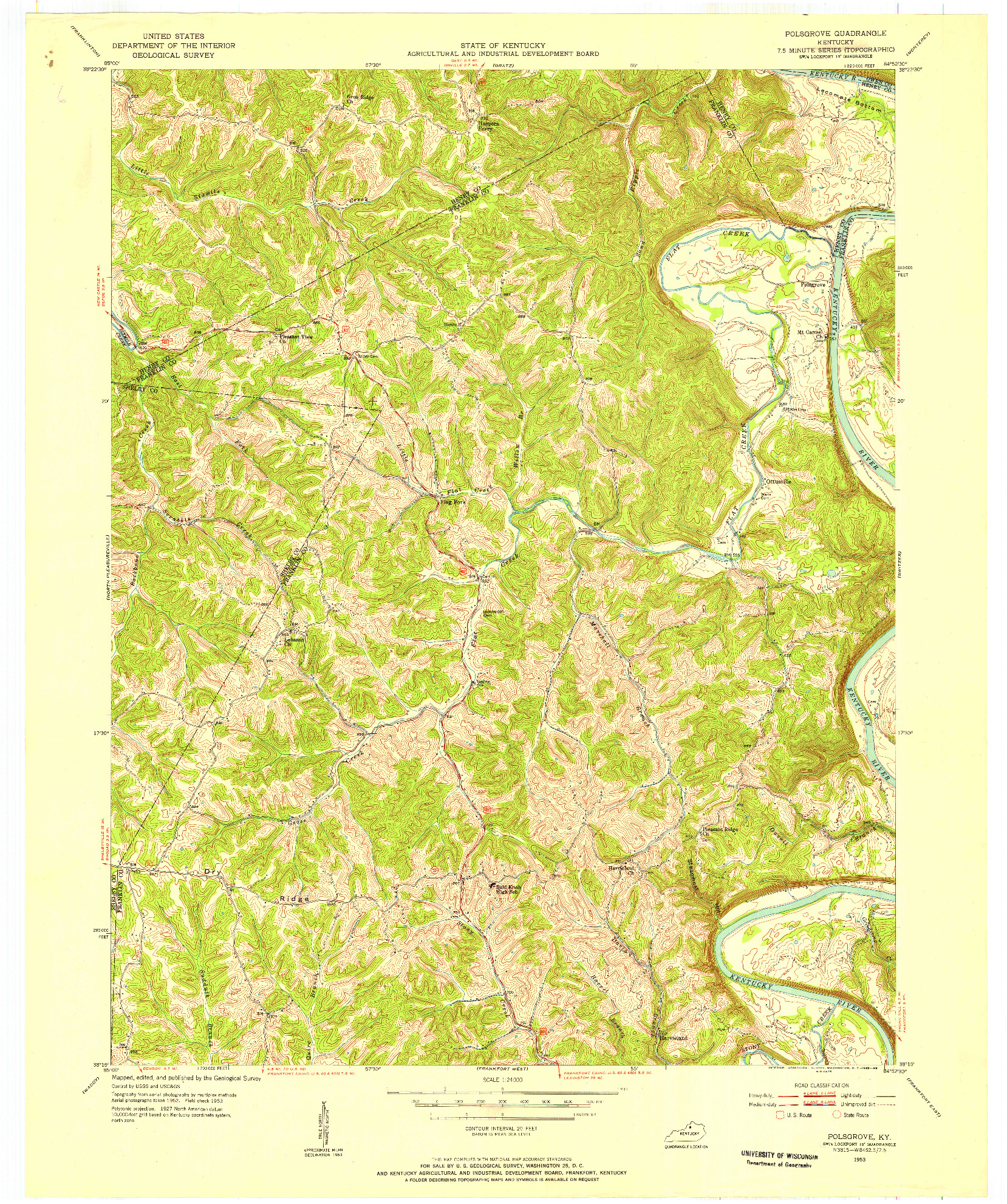 USGS 1:24000-SCALE QUADRANGLE FOR POLSGROVE, KY 1953