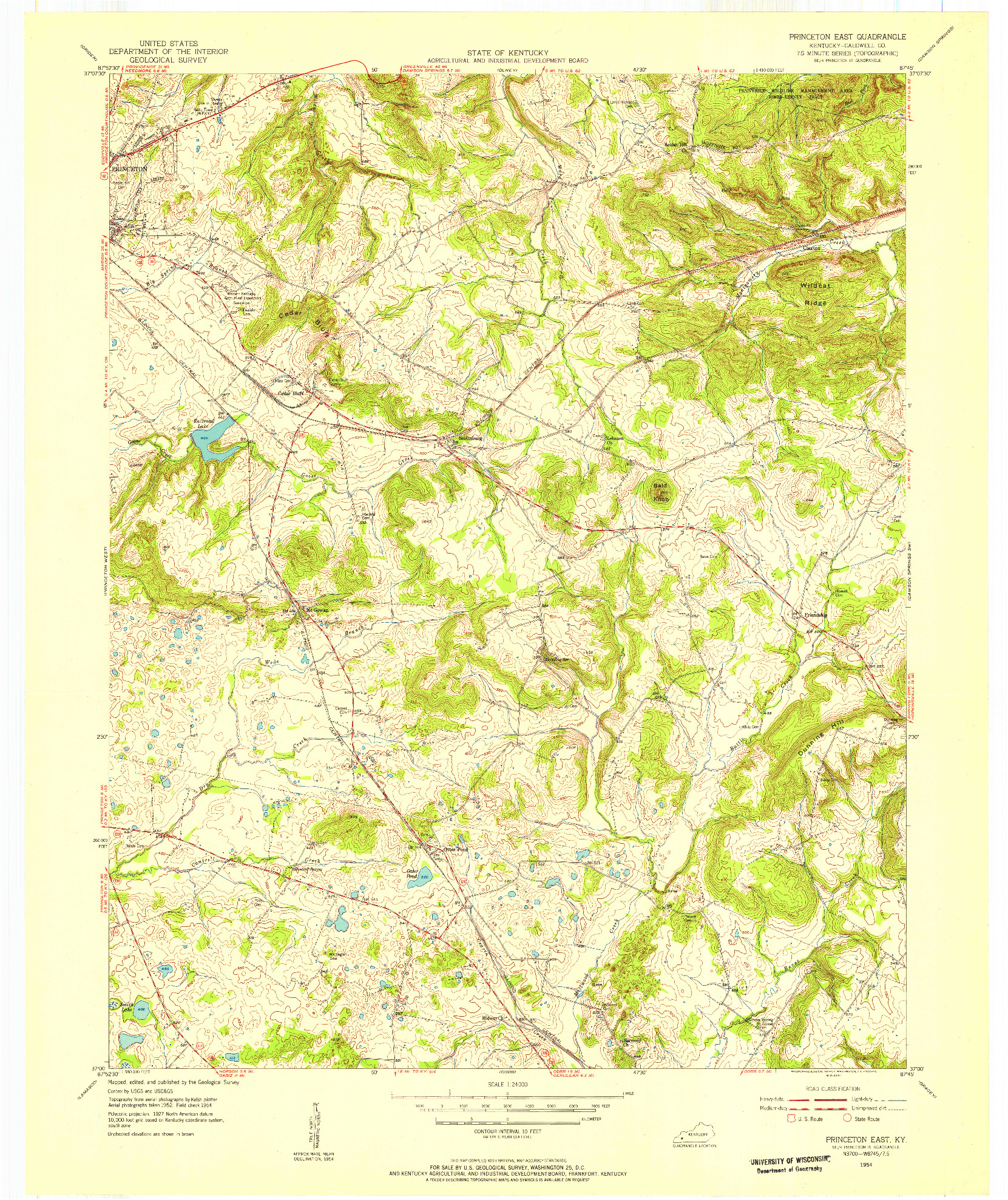 USGS 1:24000-SCALE QUADRANGLE FOR PRINCETON EAST, KY 1954