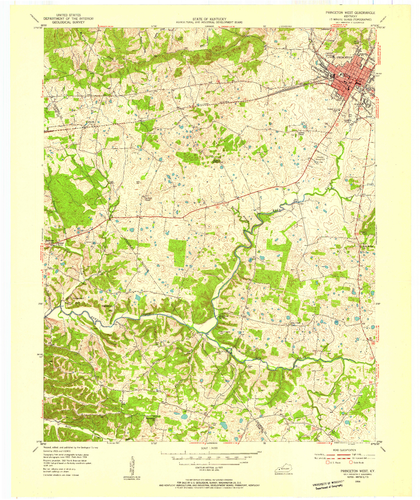USGS 1:24000-SCALE QUADRANGLE FOR PRINCETON WEST, KY 1954