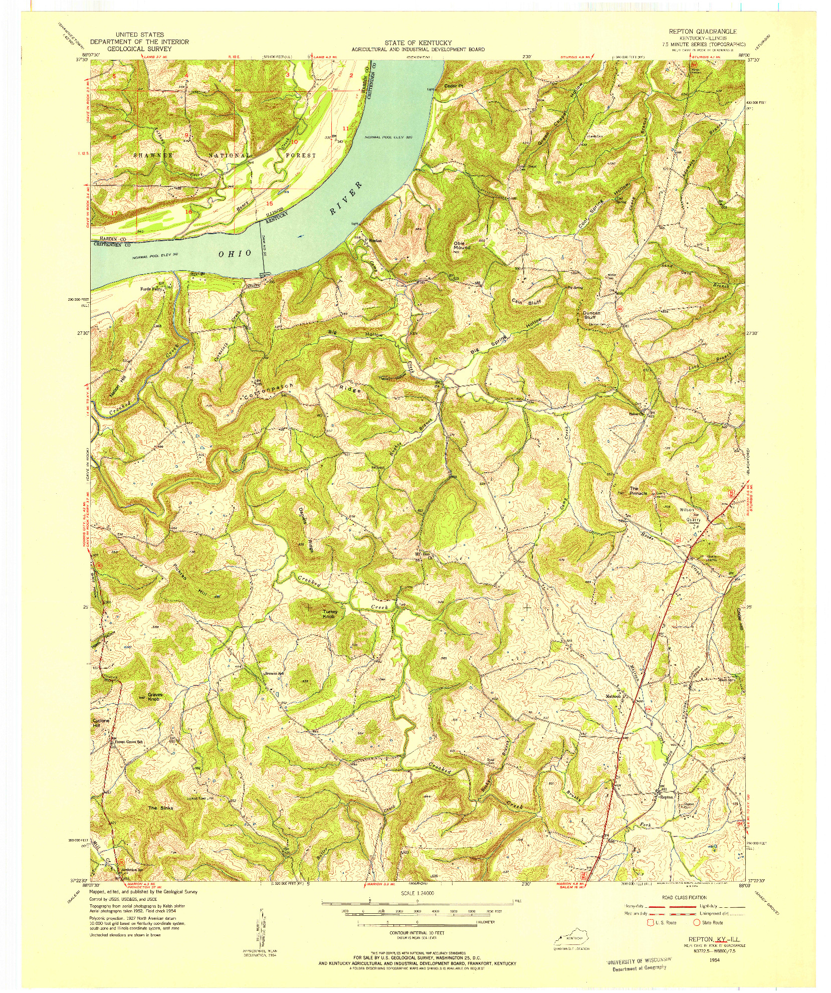 USGS 1:24000-SCALE QUADRANGLE FOR REPTON, KY 1954