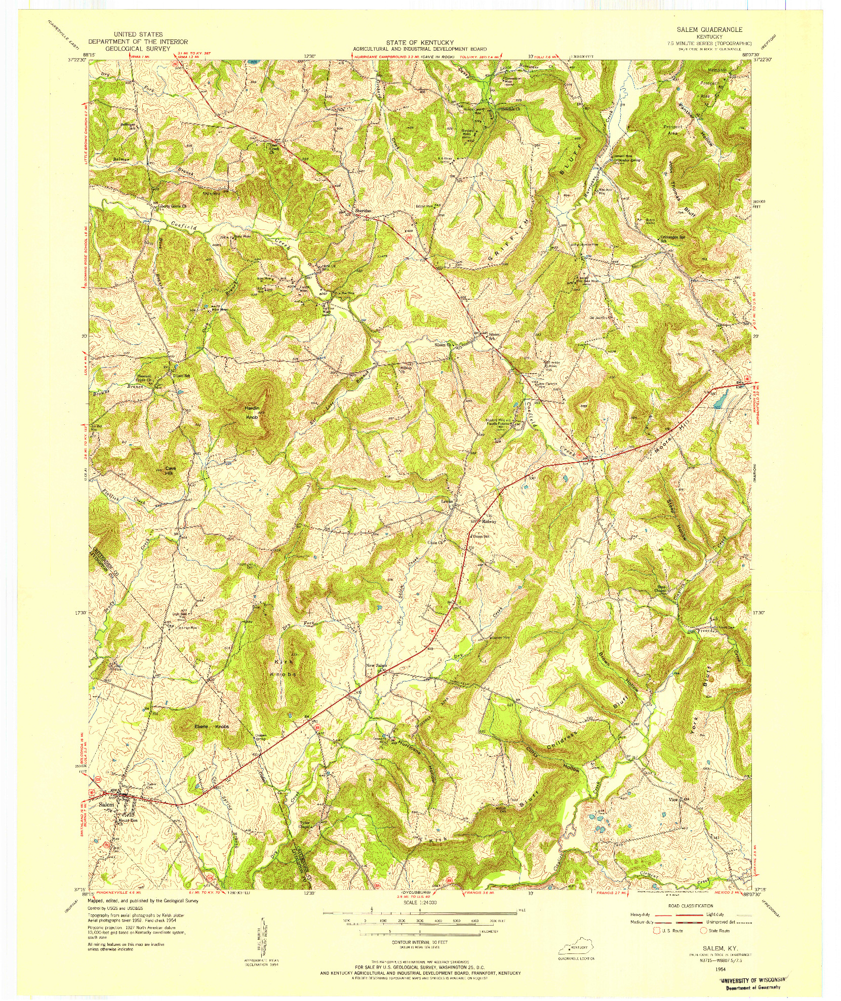 USGS 1:24000-SCALE QUADRANGLE FOR SALEM, KY 1954