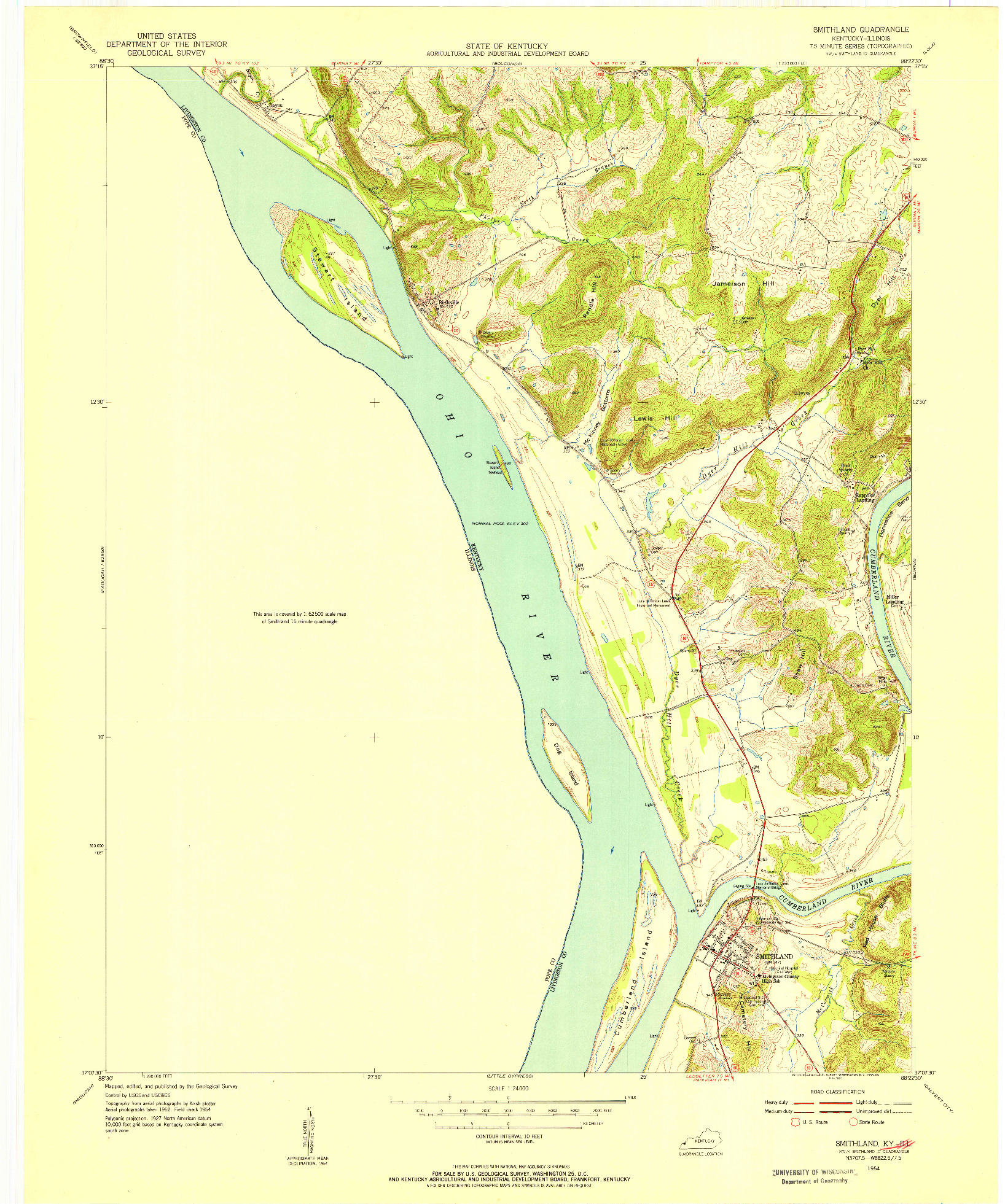 USGS 1:24000-SCALE QUADRANGLE FOR SMITHLAND, KY 1954