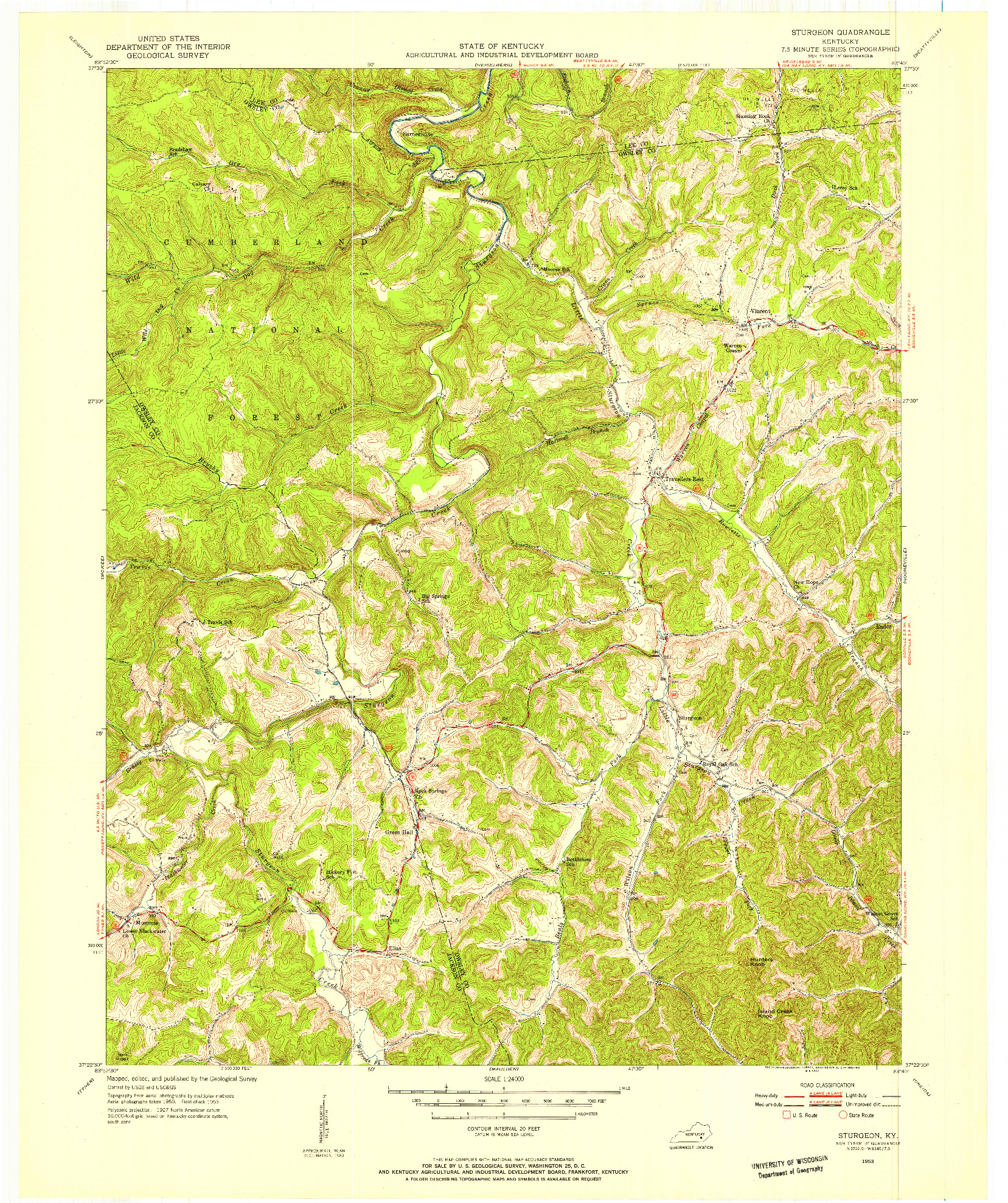 USGS 1:24000-SCALE QUADRANGLE FOR STURGEON, KY 1953