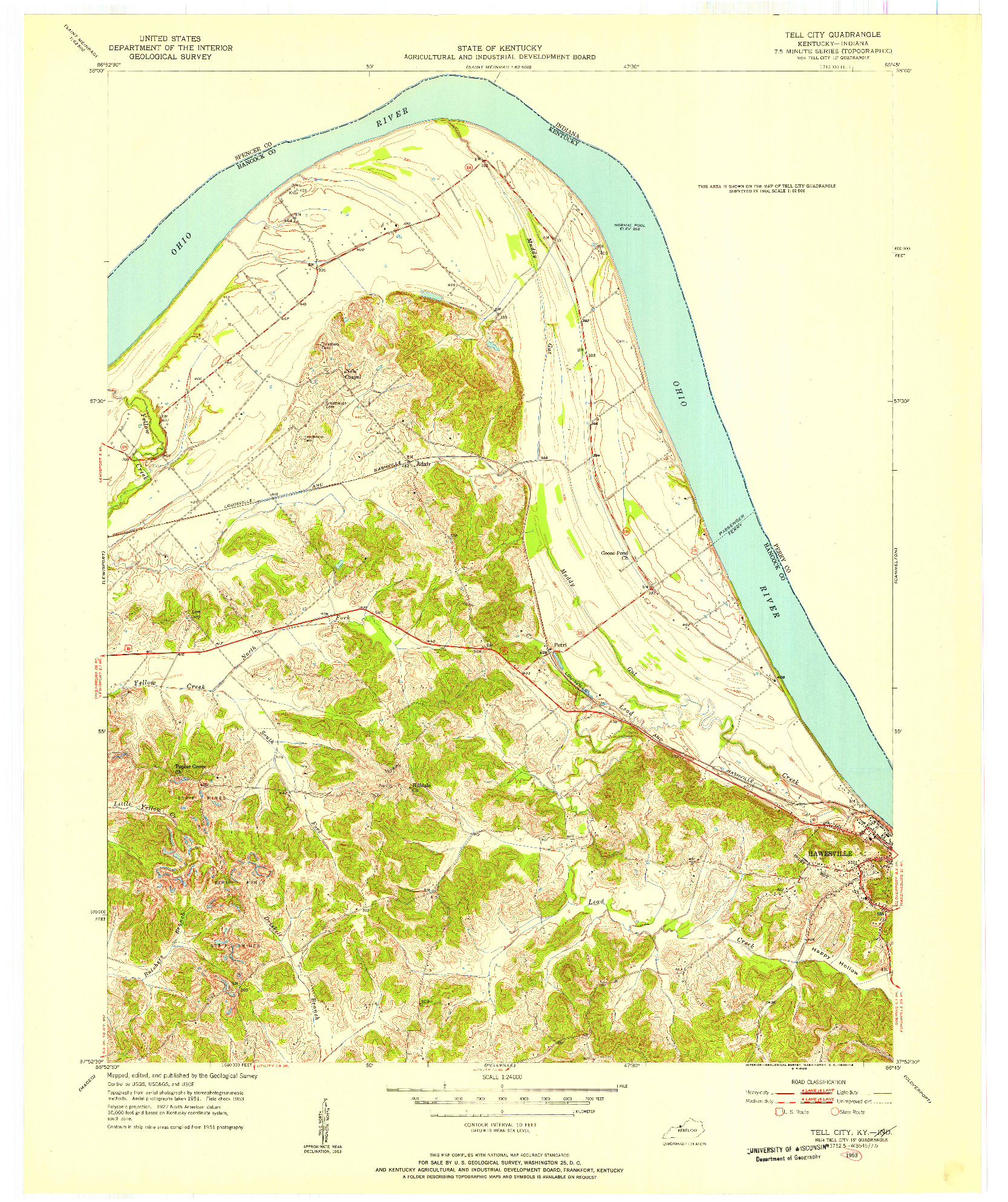 USGS 1:24000-SCALE QUADRANGLE FOR TELL CITY, KY 1953