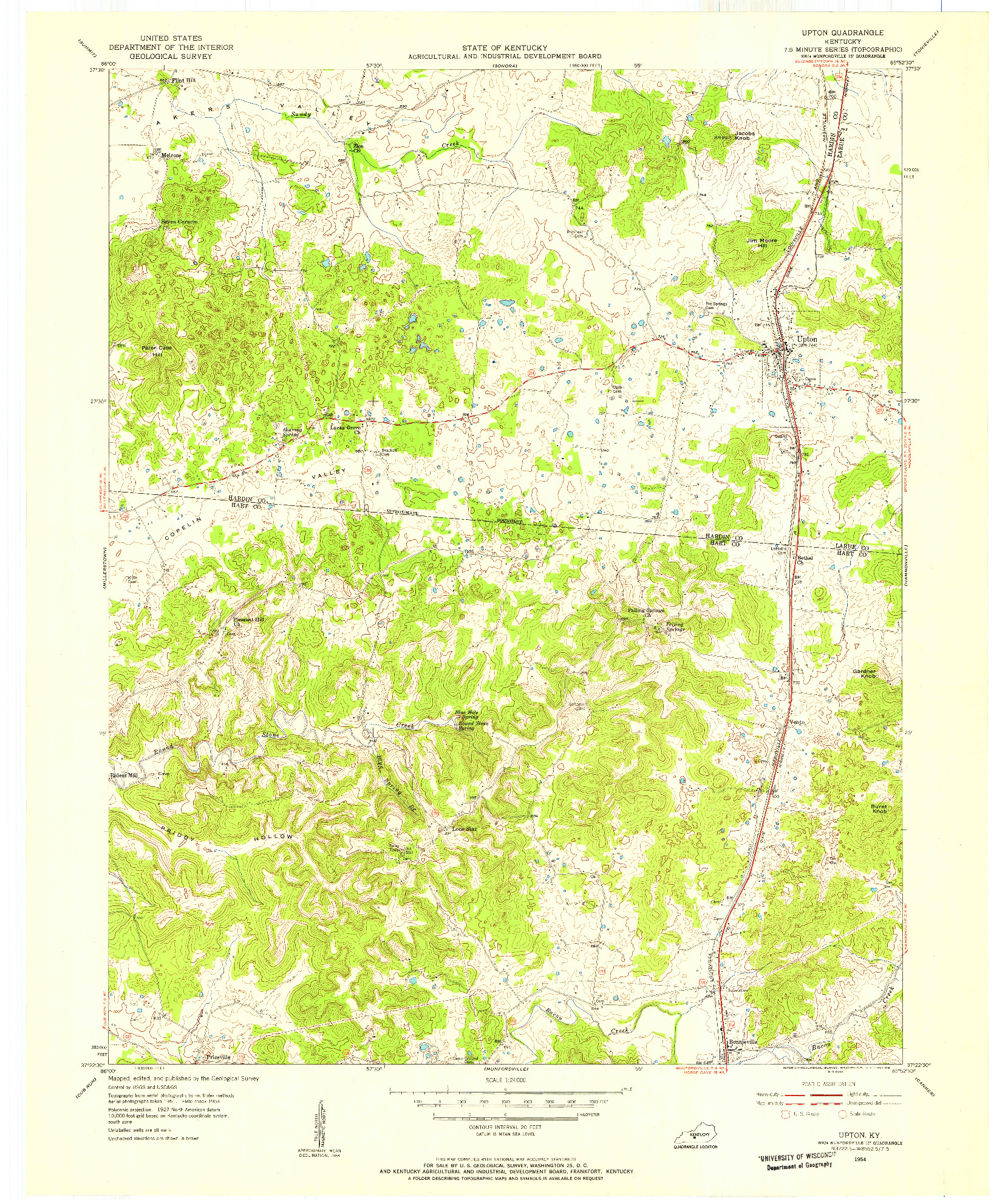 USGS 1:24000-SCALE QUADRANGLE FOR UPTON, KY 1954