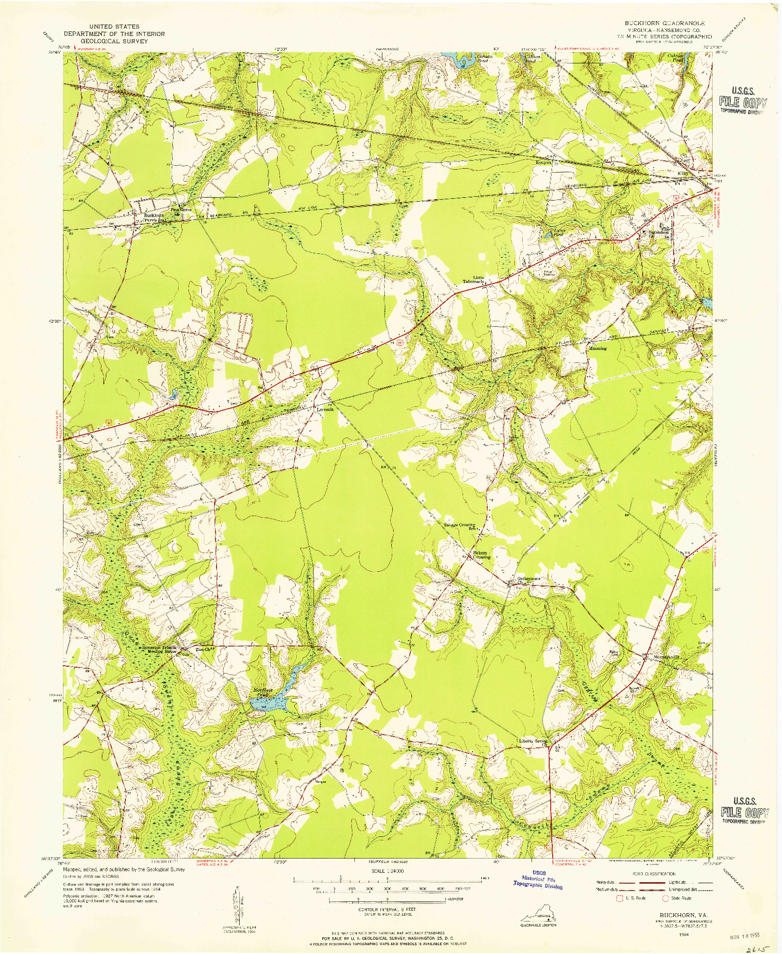 USGS 1:24000-SCALE QUADRANGLE FOR BUCKHORN, VA 1954