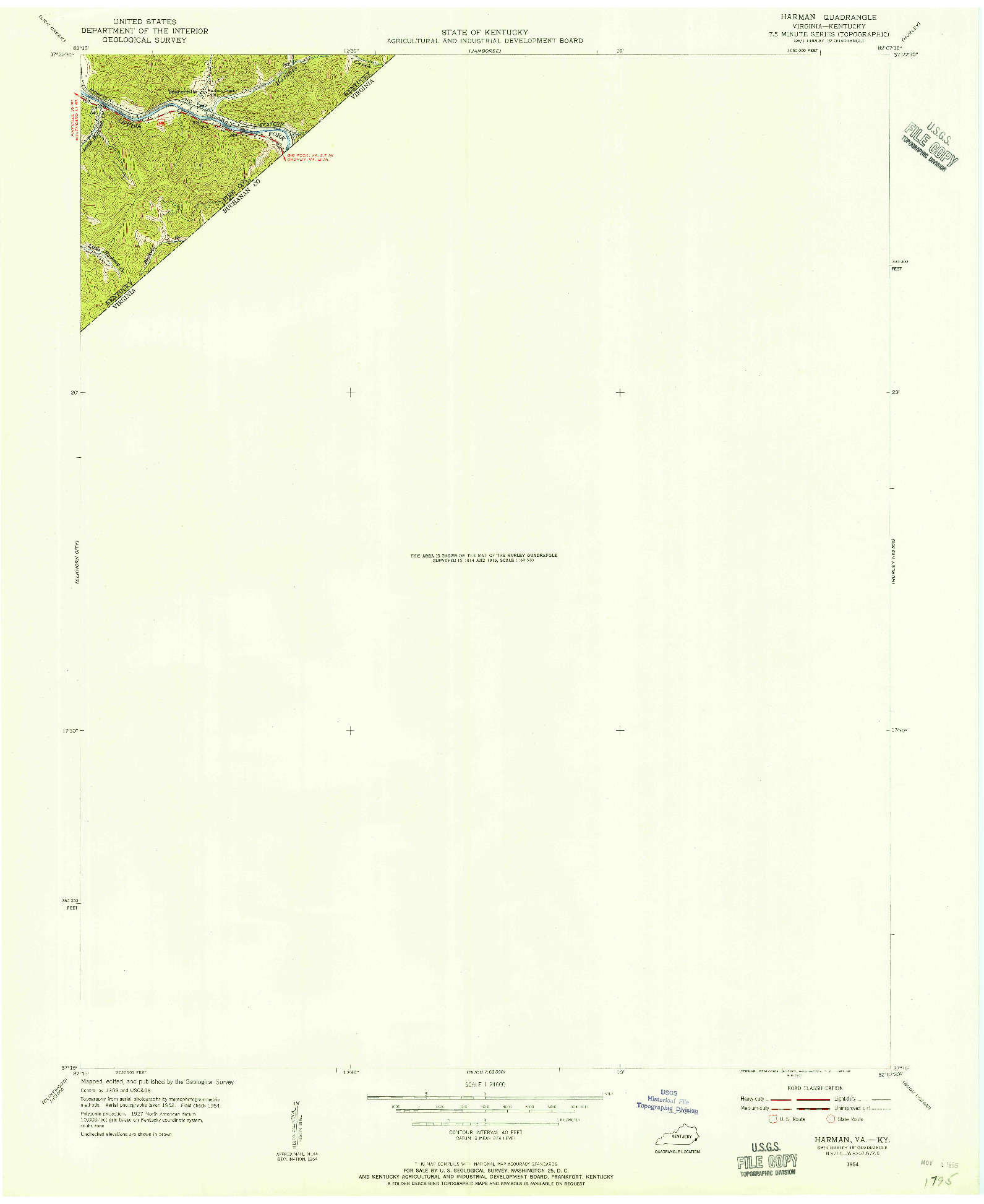 USGS 1:24000-SCALE QUADRANGLE FOR HARMAN, VA 1954