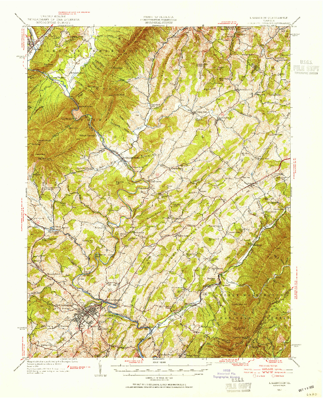 USGS 1:62500-SCALE QUADRANGLE FOR LEXINGTON, VA 1950