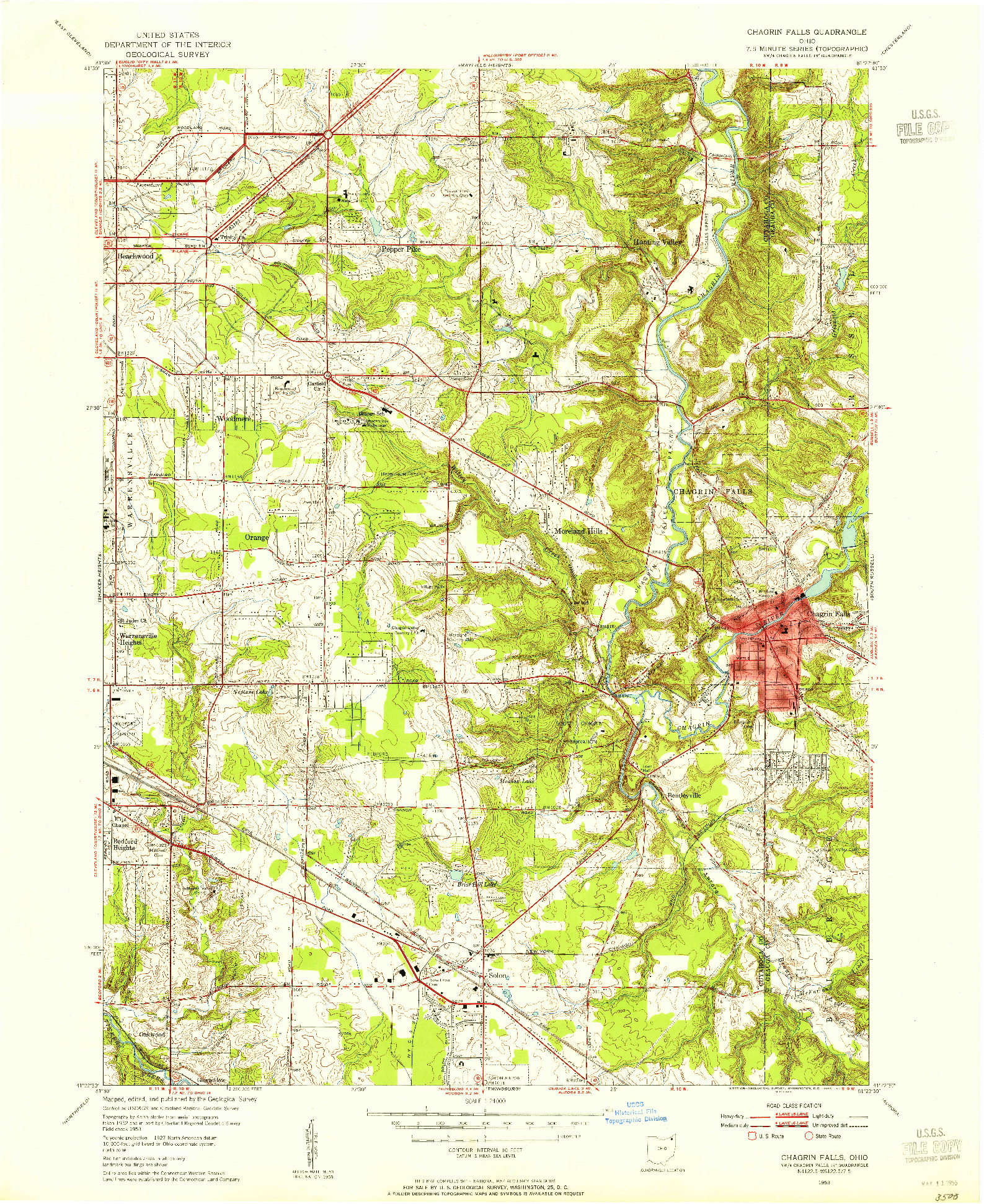 USGS 1:24000-SCALE QUADRANGLE FOR CHAGRIN FALLS, OH 1953