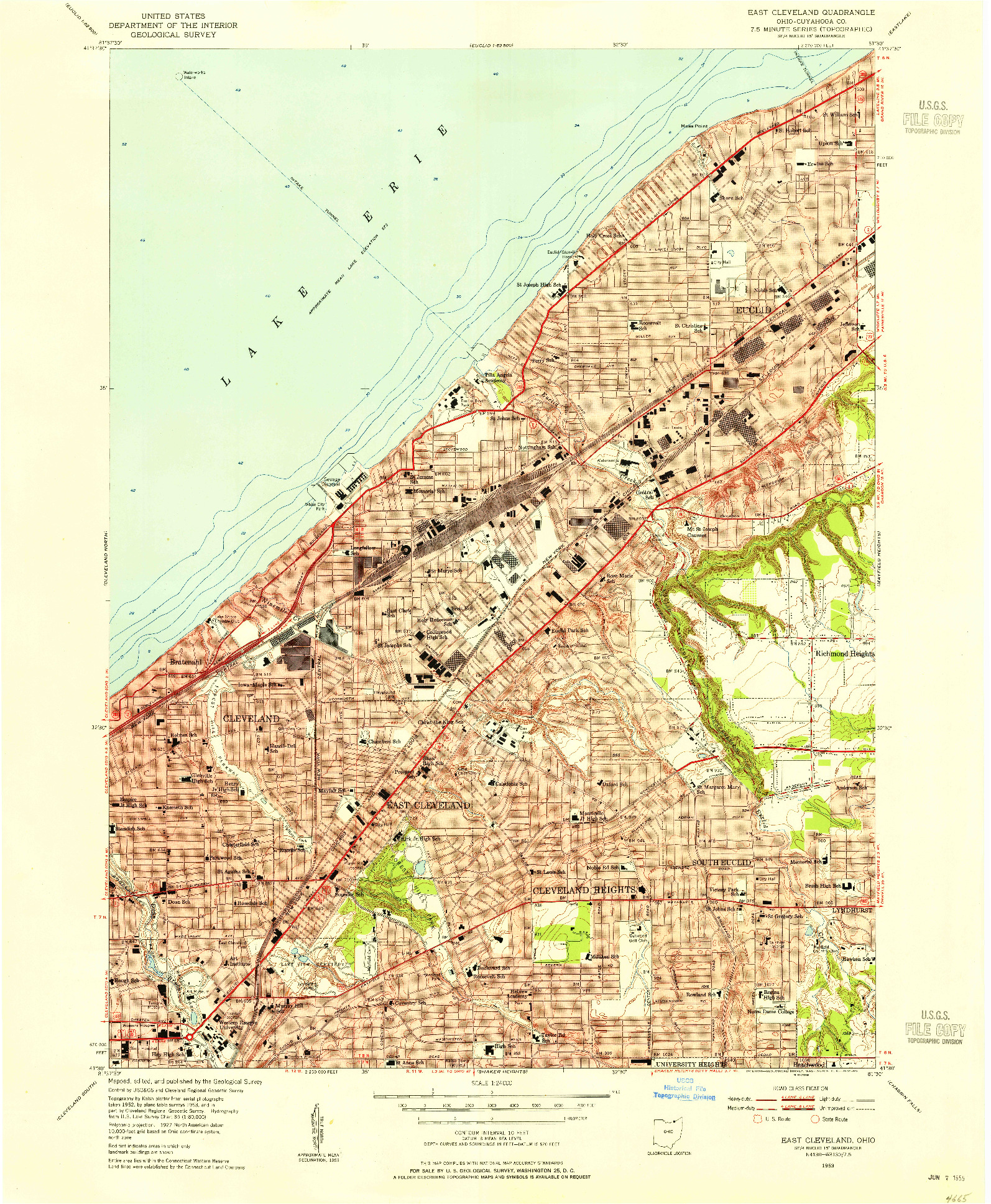 USGS 1:24000-SCALE QUADRANGLE FOR EAST CLEVELAND, OH 1953