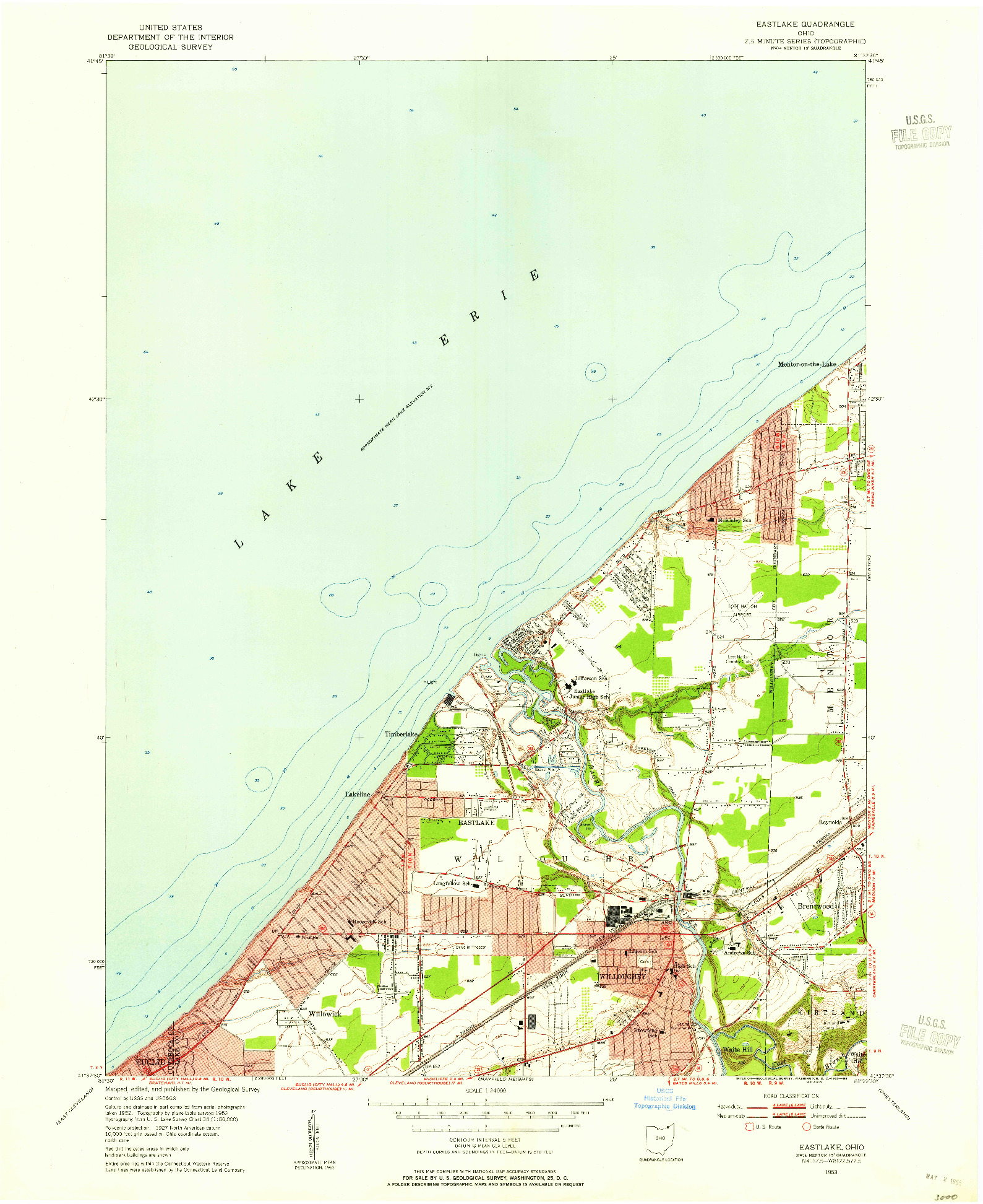 USGS 1:24000-SCALE QUADRANGLE FOR EASTLAKE, OH 1953