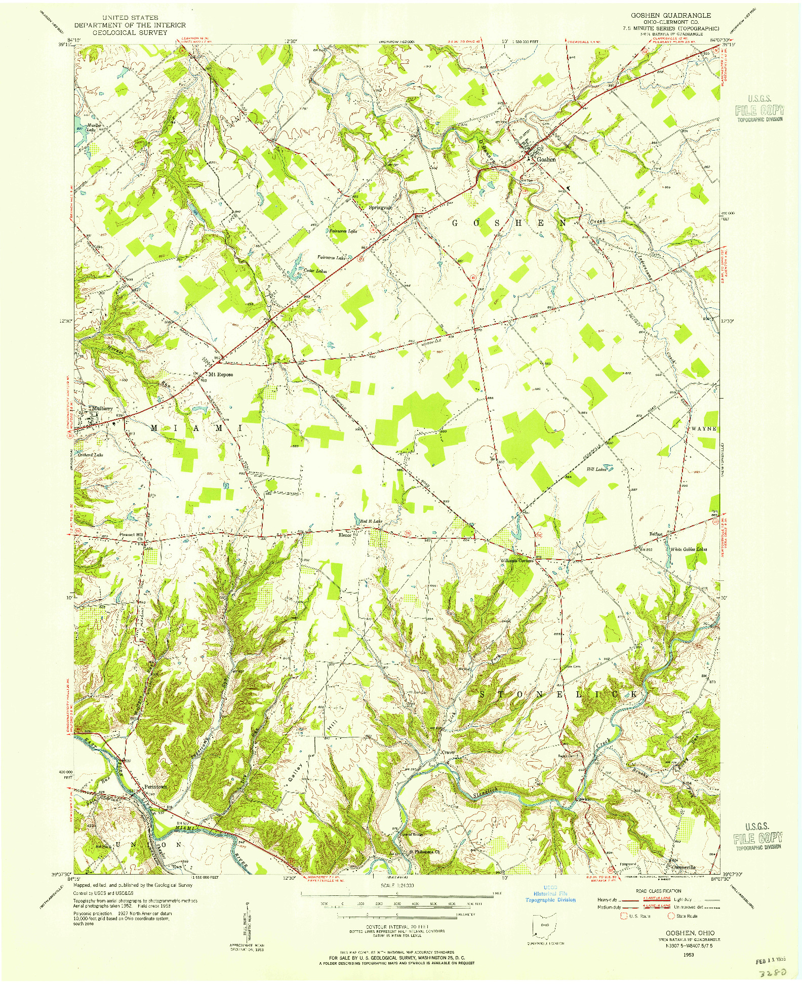 USGS 1:24000-SCALE QUADRANGLE FOR GOSHEN, OH 1953
