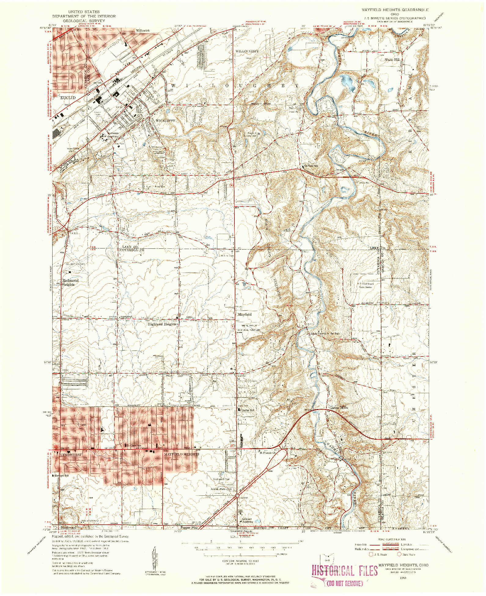 USGS 1:24000-SCALE QUADRANGLE FOR MAYFIELD HEIGHTS, OH 1953