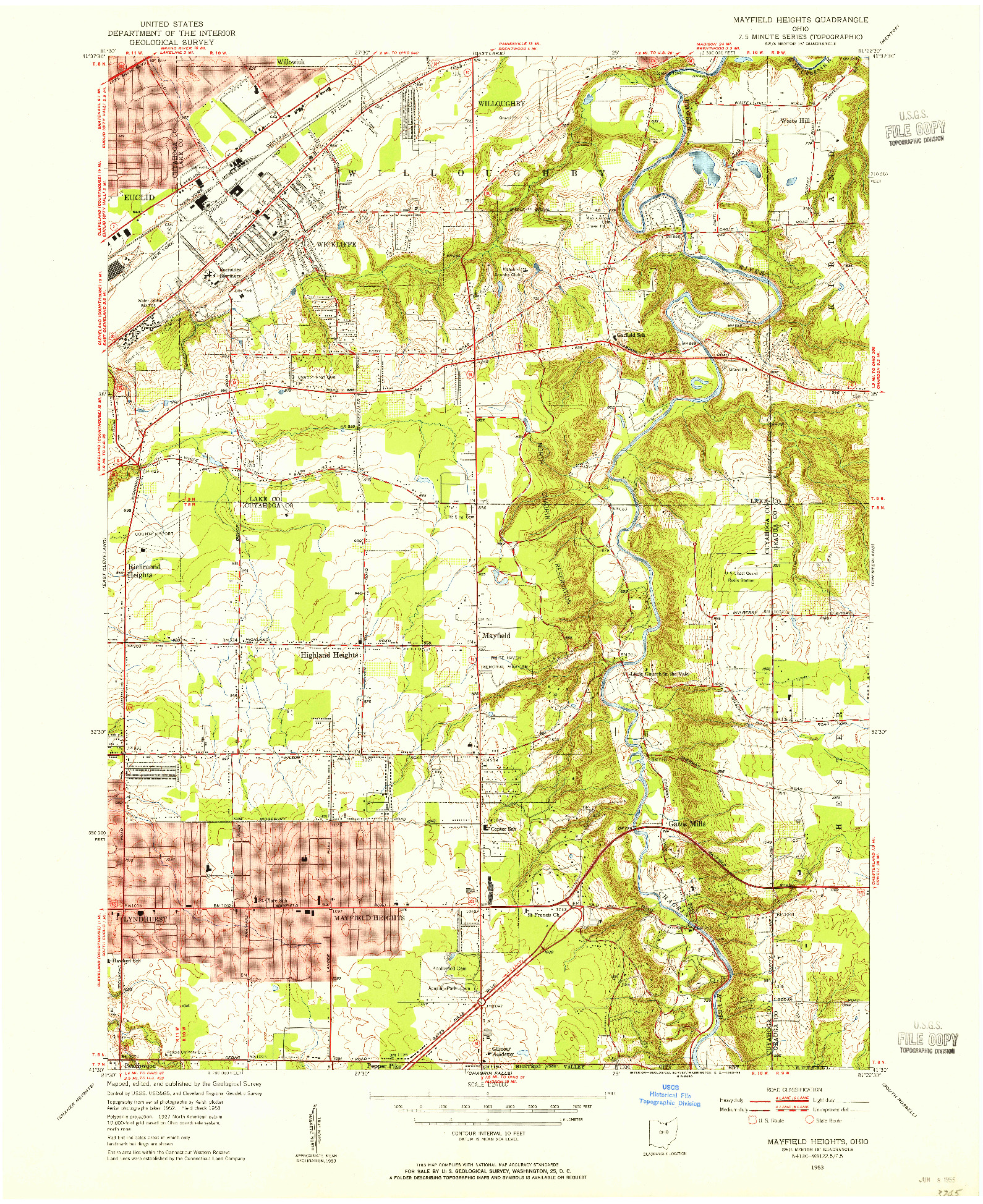USGS 1:24000-SCALE QUADRANGLE FOR MAYFIELD HEIGHTS, OH 1953