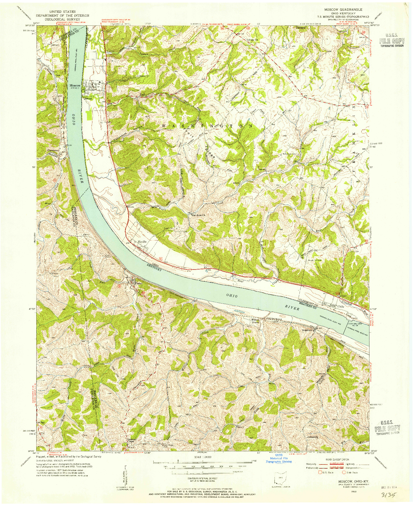 USGS 1:24000-SCALE QUADRANGLE FOR MOSCOW, OH 1953